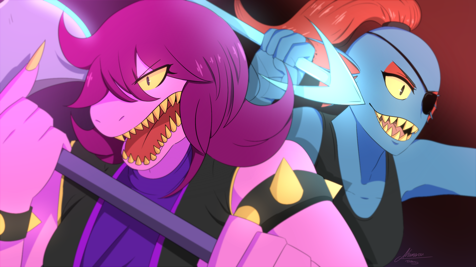 Susie and Undyne from Deltarune and Undertale HD Wallpaper