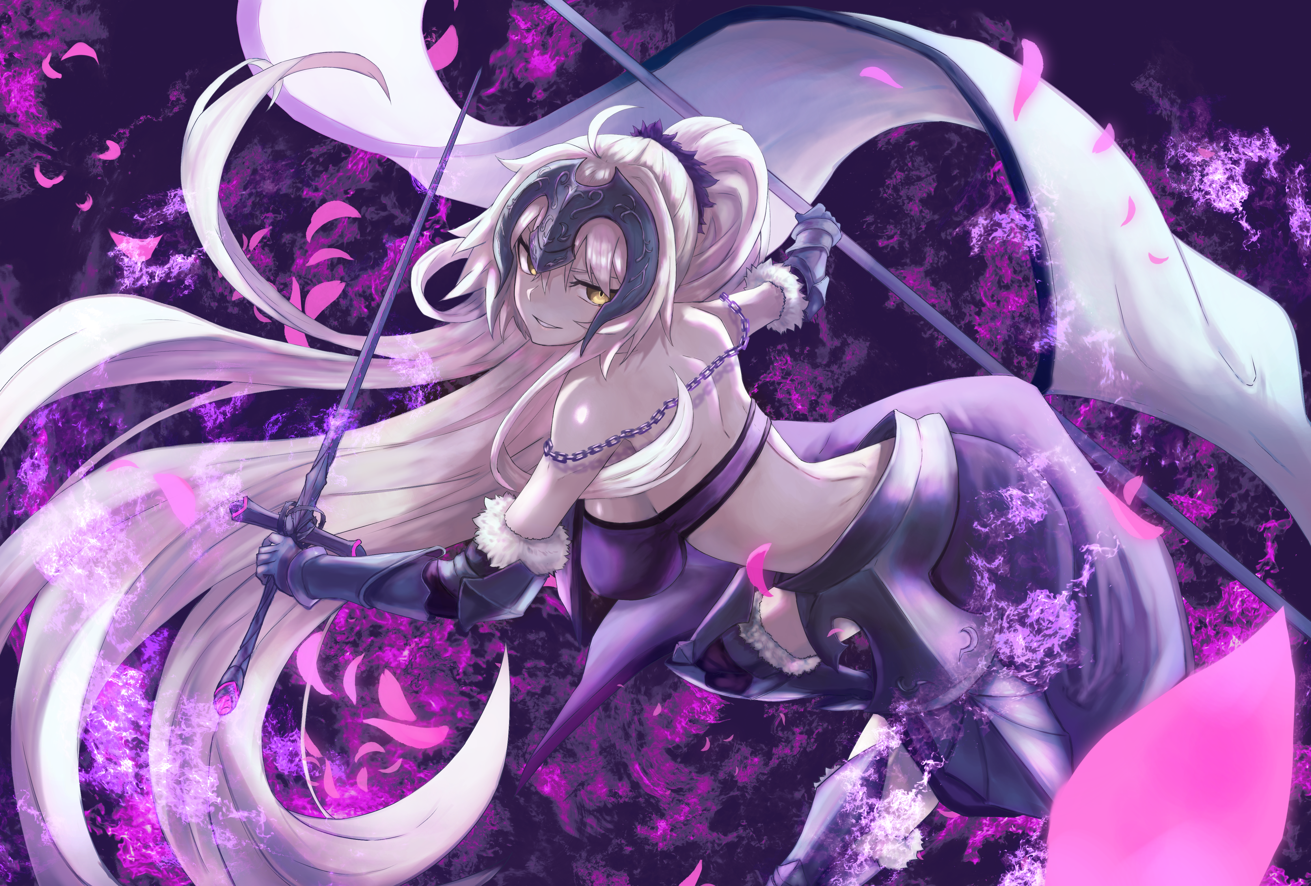 Jeanne d'Arc Alter from Fate/Grand Order with Sword HD Wallpaper