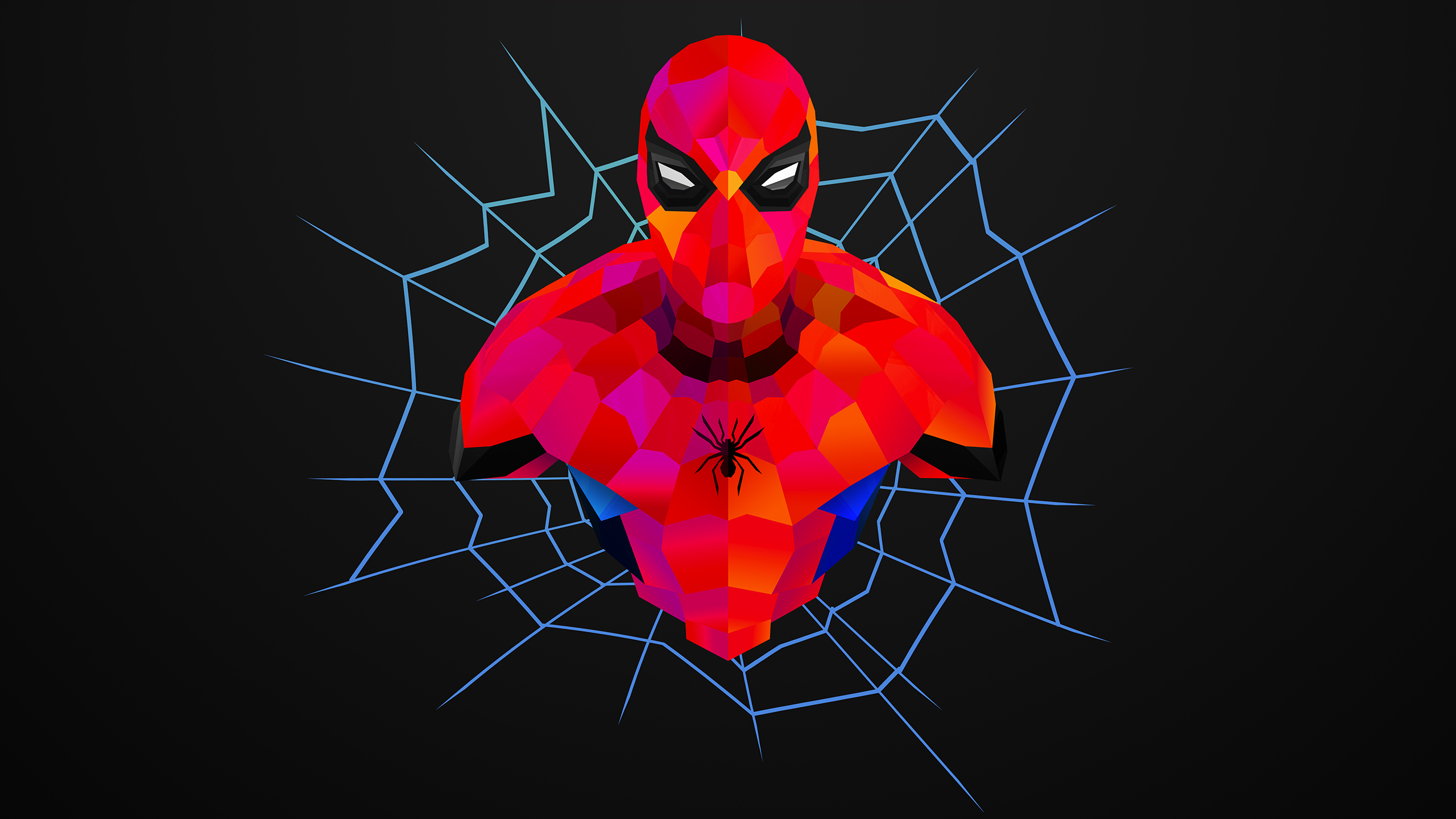 Spider-Man low poly art with web HD Wallpaper