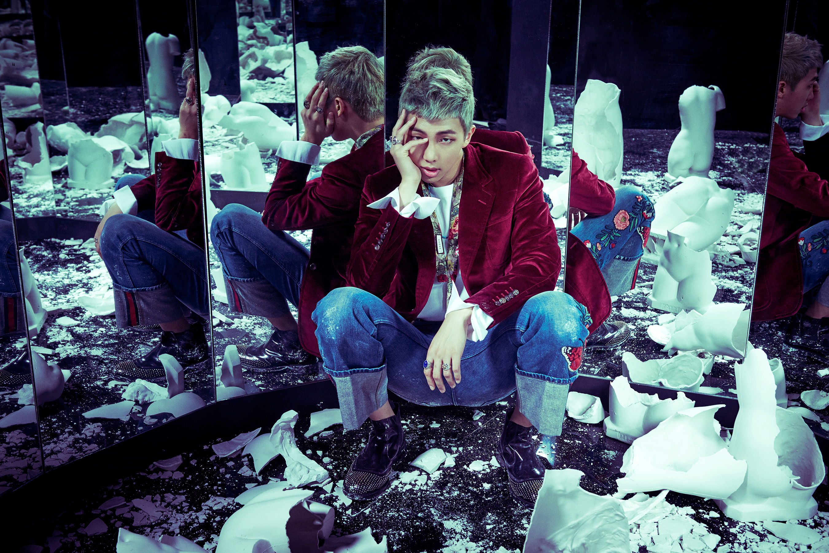 BTS RM Reflective Mirror Artwork HD Wallpaper
