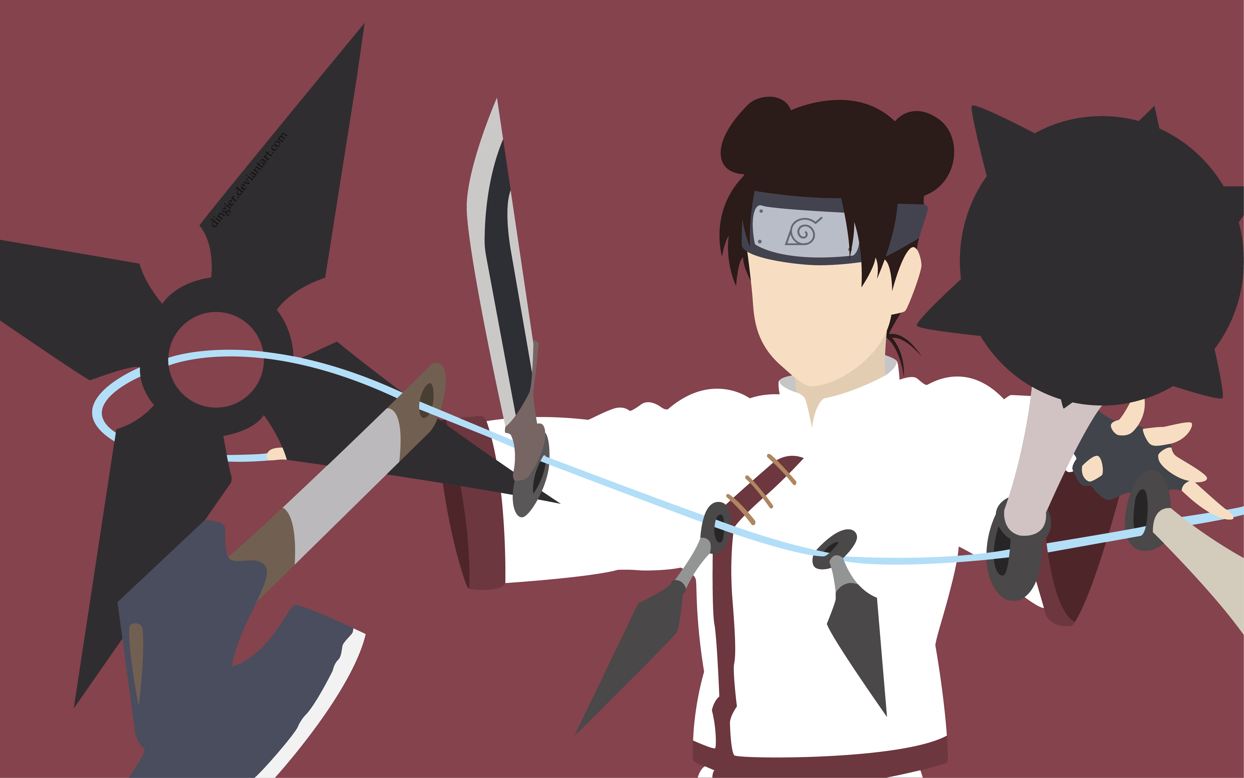 Tenten from Naruto with weapons HD Wallpaper