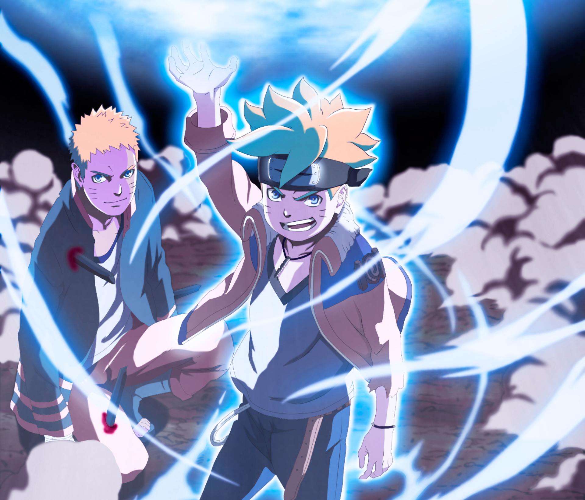 Boruto Uzumaki and Naruto Uzumaki Ready for Battle HD Wallpaper
