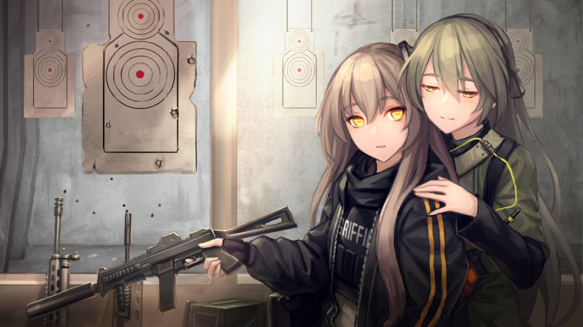 UMP40 and UMP45 from Girls Frontline at shooting range HD Wallpaper