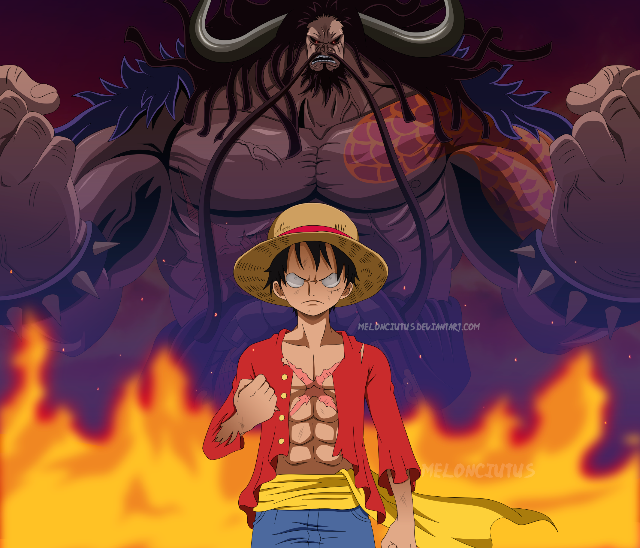 Monkey D. Luffy and Kaido from One Piece HD Wallpaper