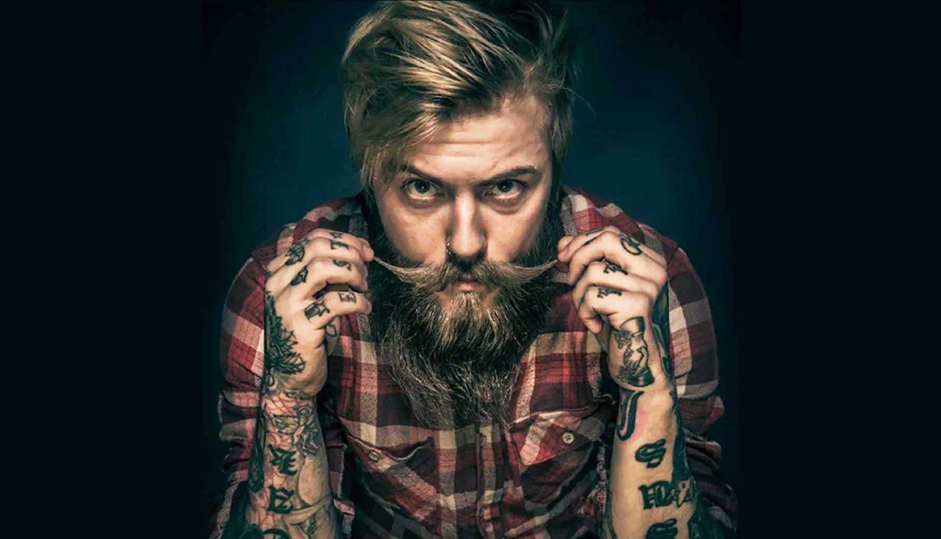 Man with beard and tattoos HD Wallpaper