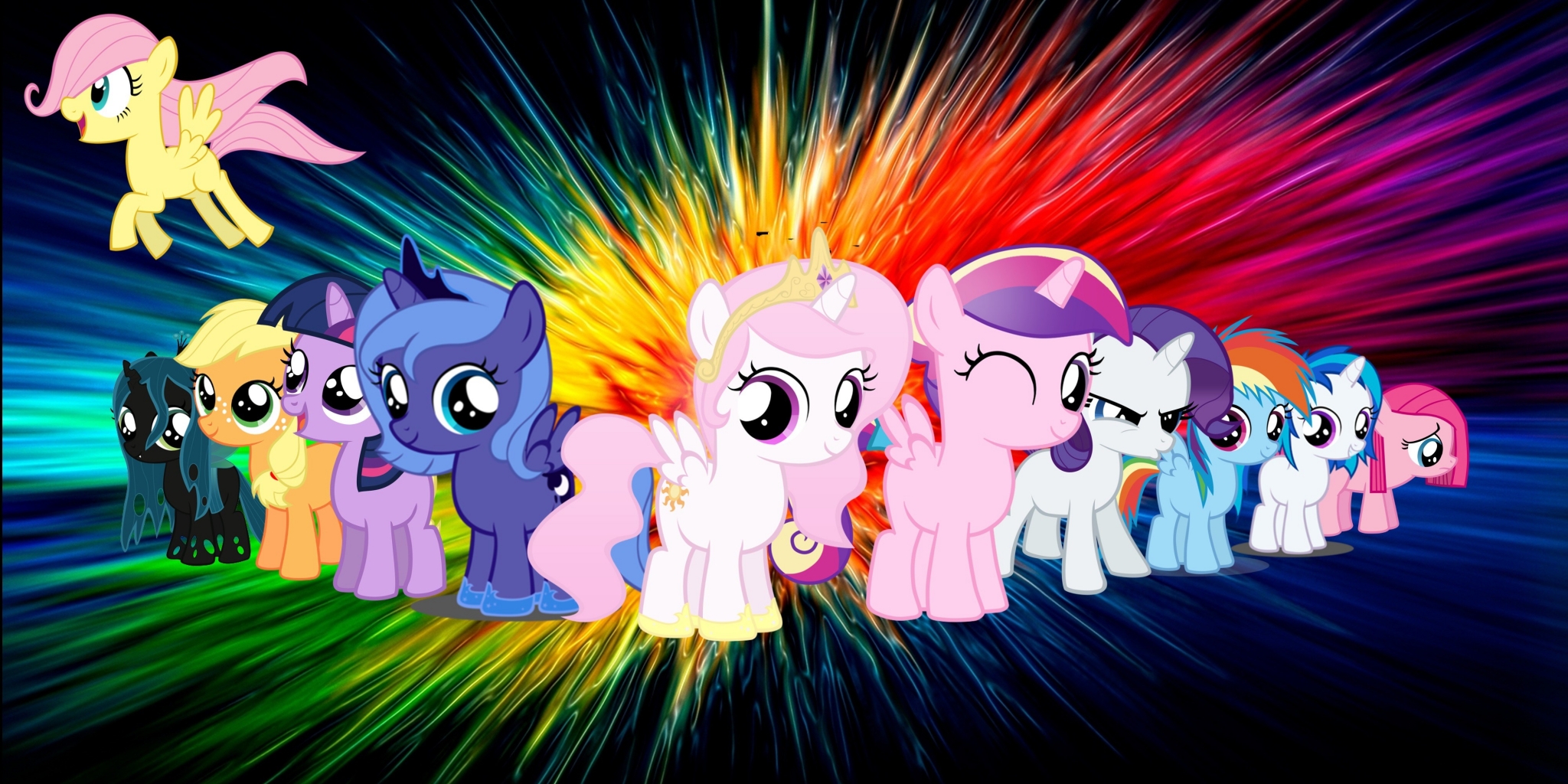 My Little Pony characters on a colorful background HD Wallpaper
