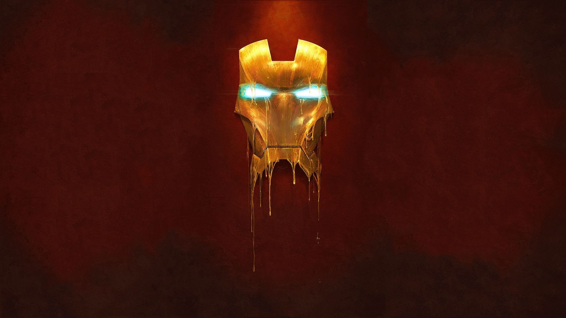 Iron Man mask melting with glowing eyes HD Wallpaper