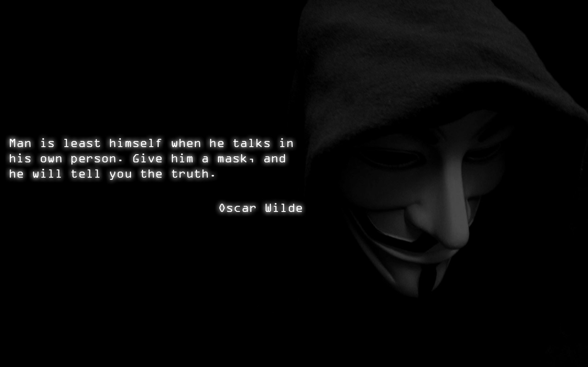 Oscar Wilde quote with Anonymous mask HD Wallpaper