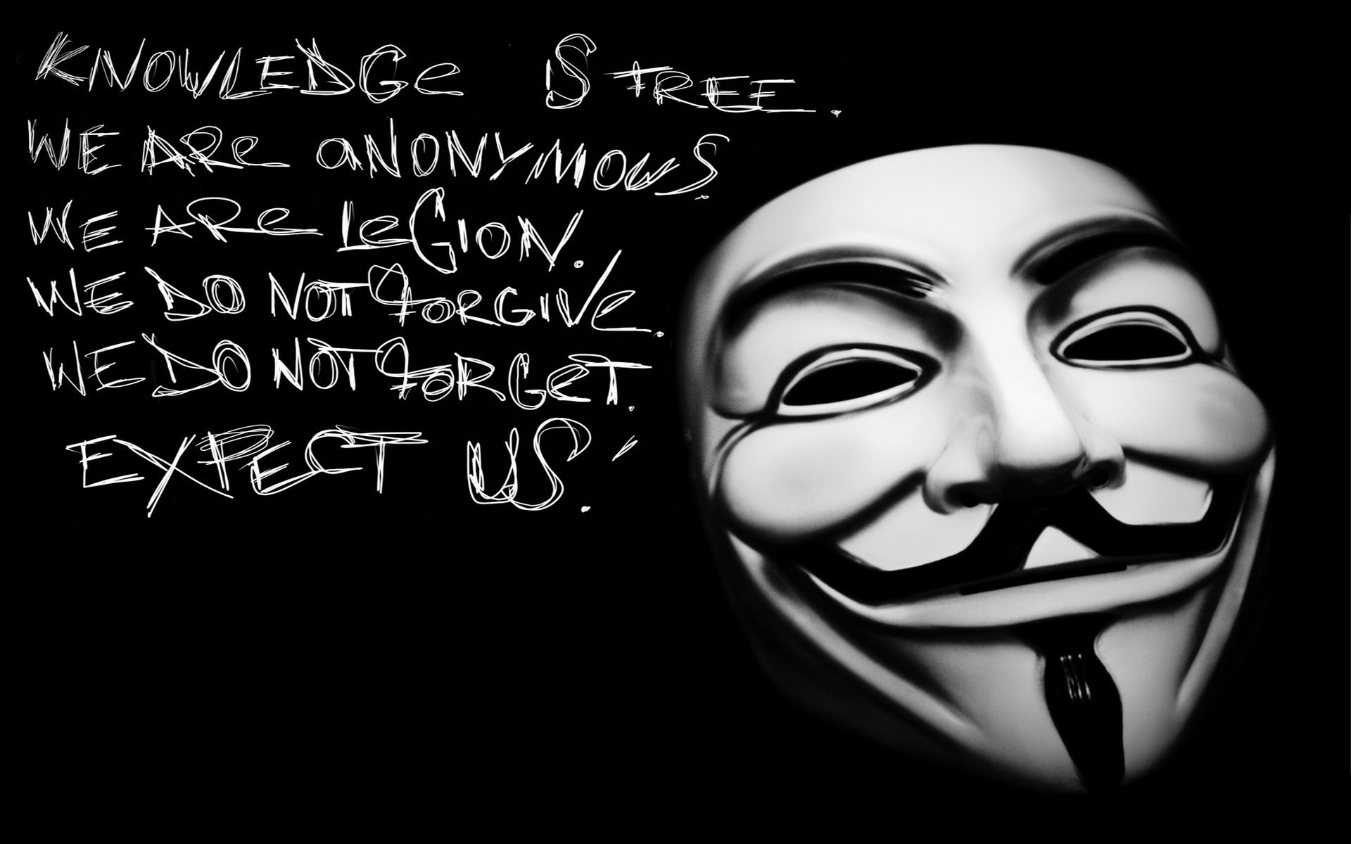 Anonymous mask with text HD Wallpaper