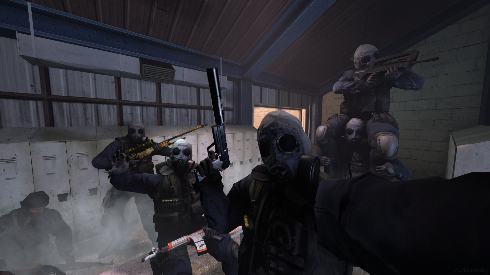 CS: GO Terrorists in Gas Masks with Weapons HD Wallpaper