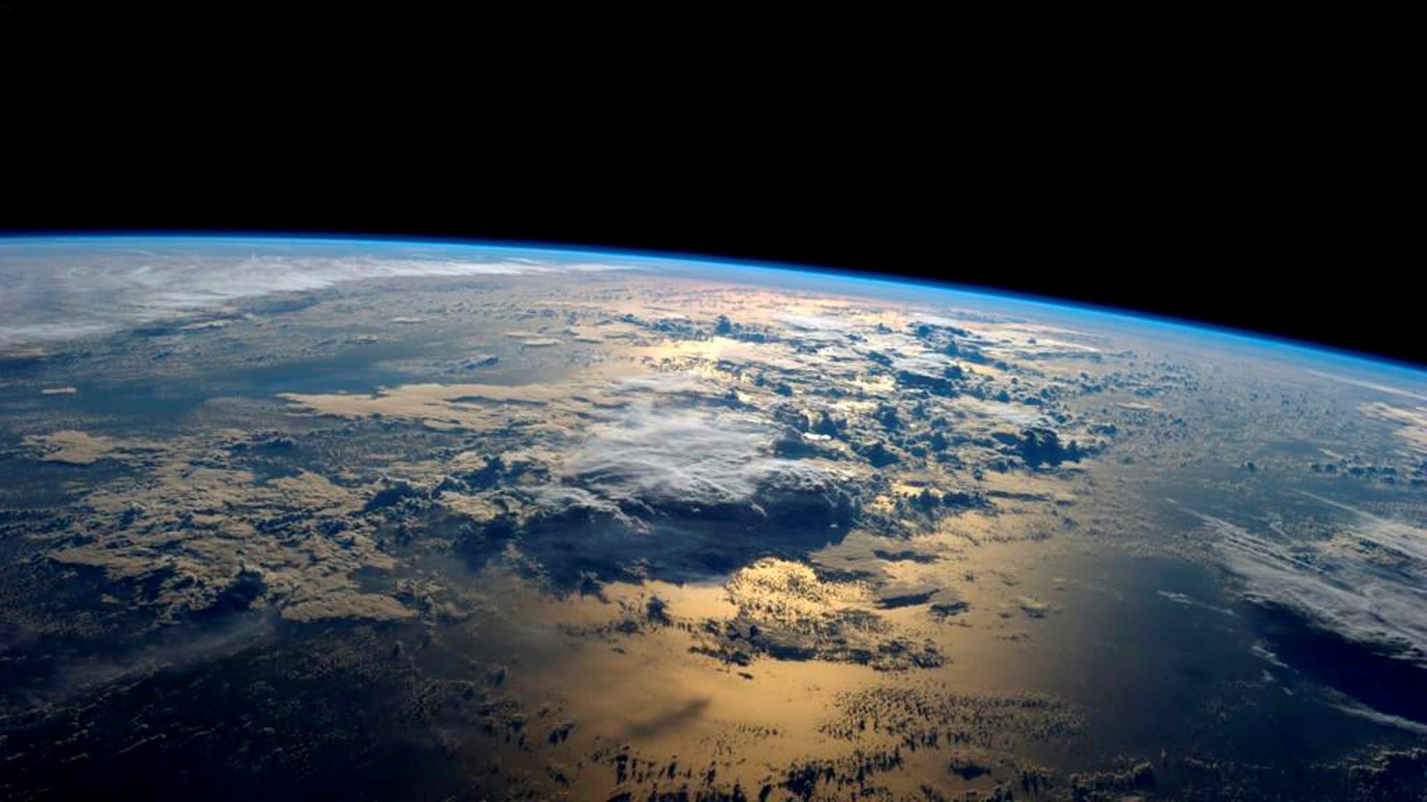 Earth from space with clouds and atmosphere HD Wallpaper