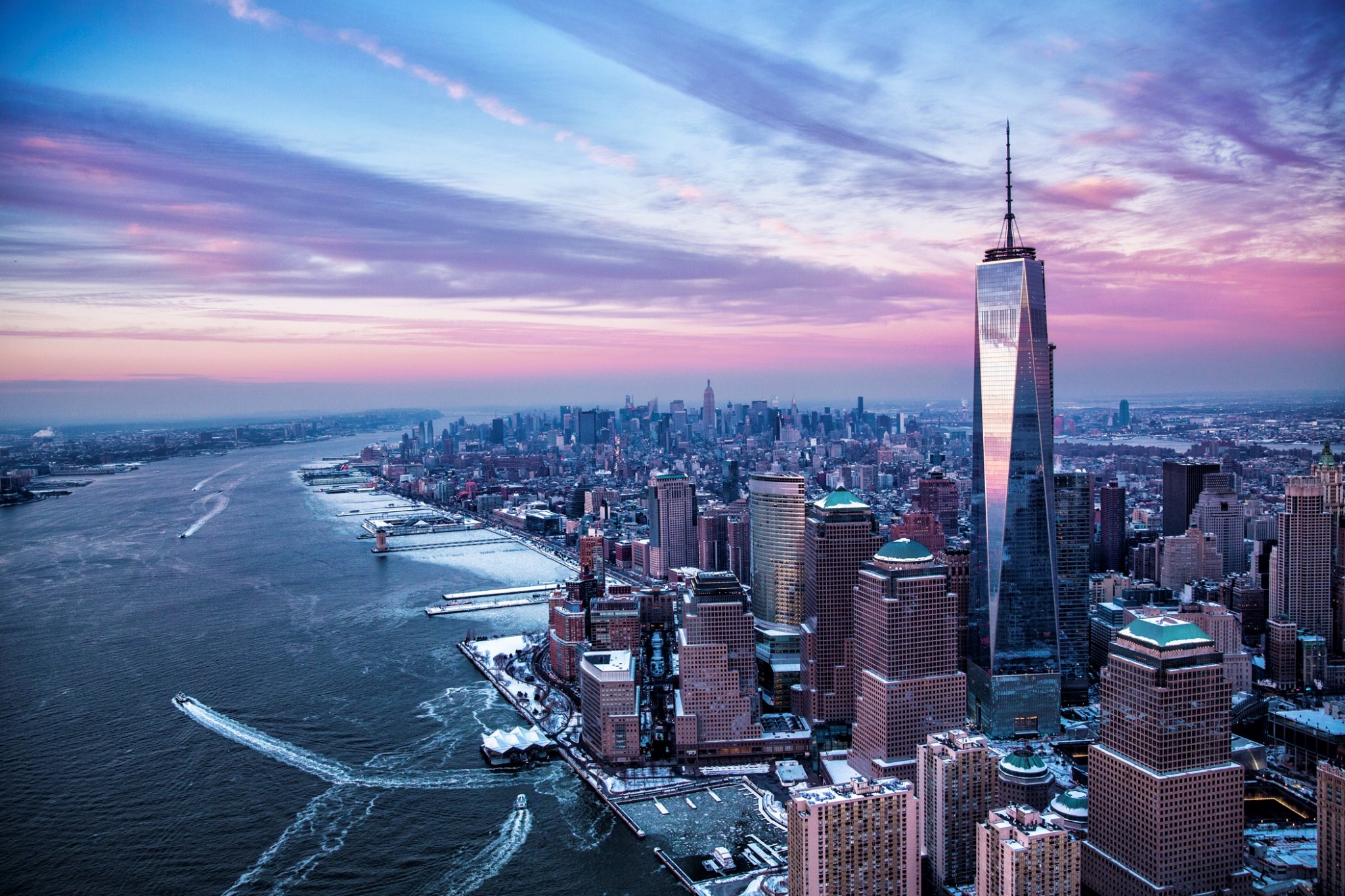 New York City Skyline at Sunset HD Wallpaper