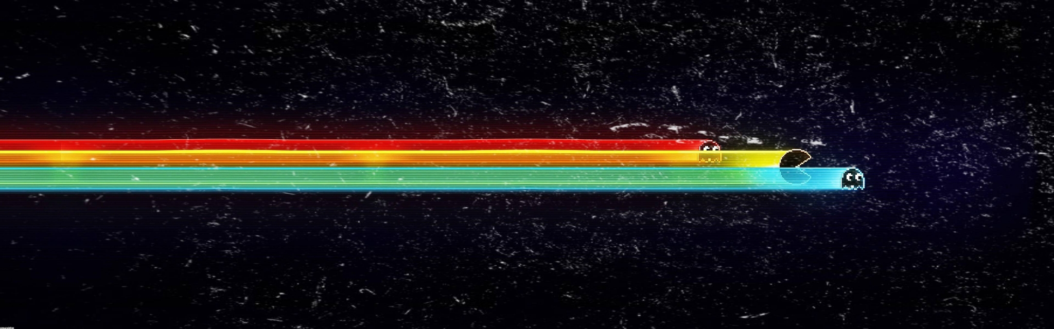 Pac-Man and Ghosts Racing Through Neon Lines HD Wallpaper