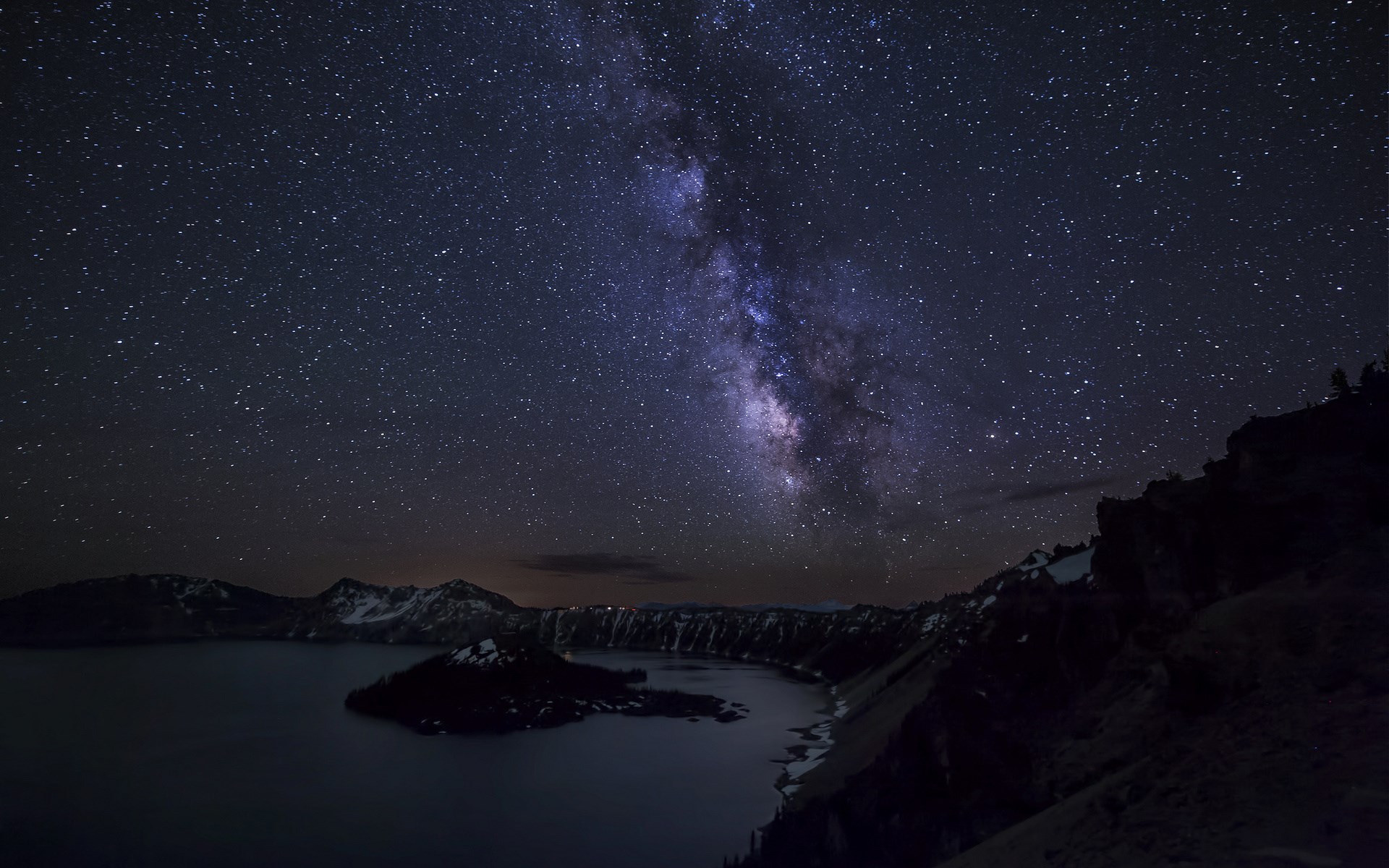 Milky Way over Crater Lake National Park HD Wallpaper