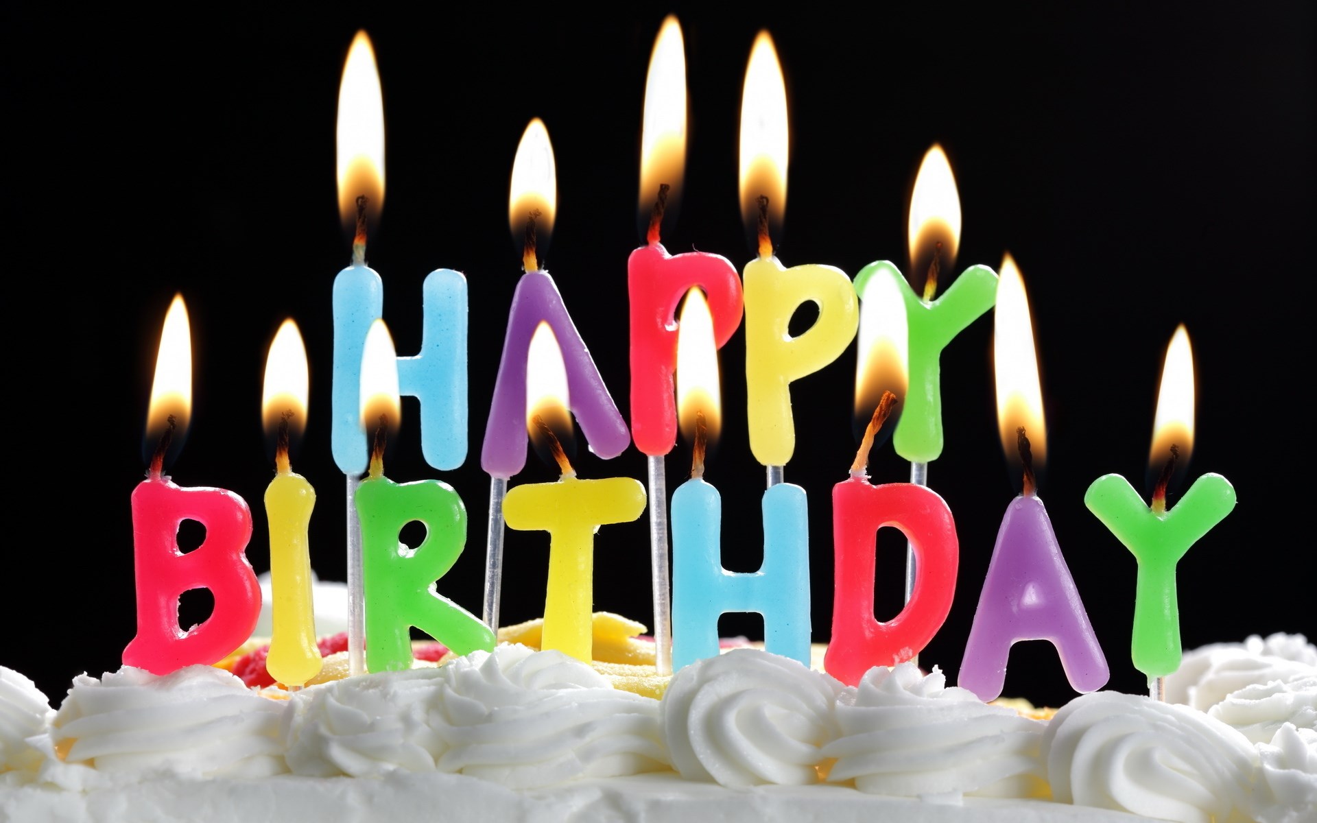 Happy Birthday candles on a cake HD Wallpaper