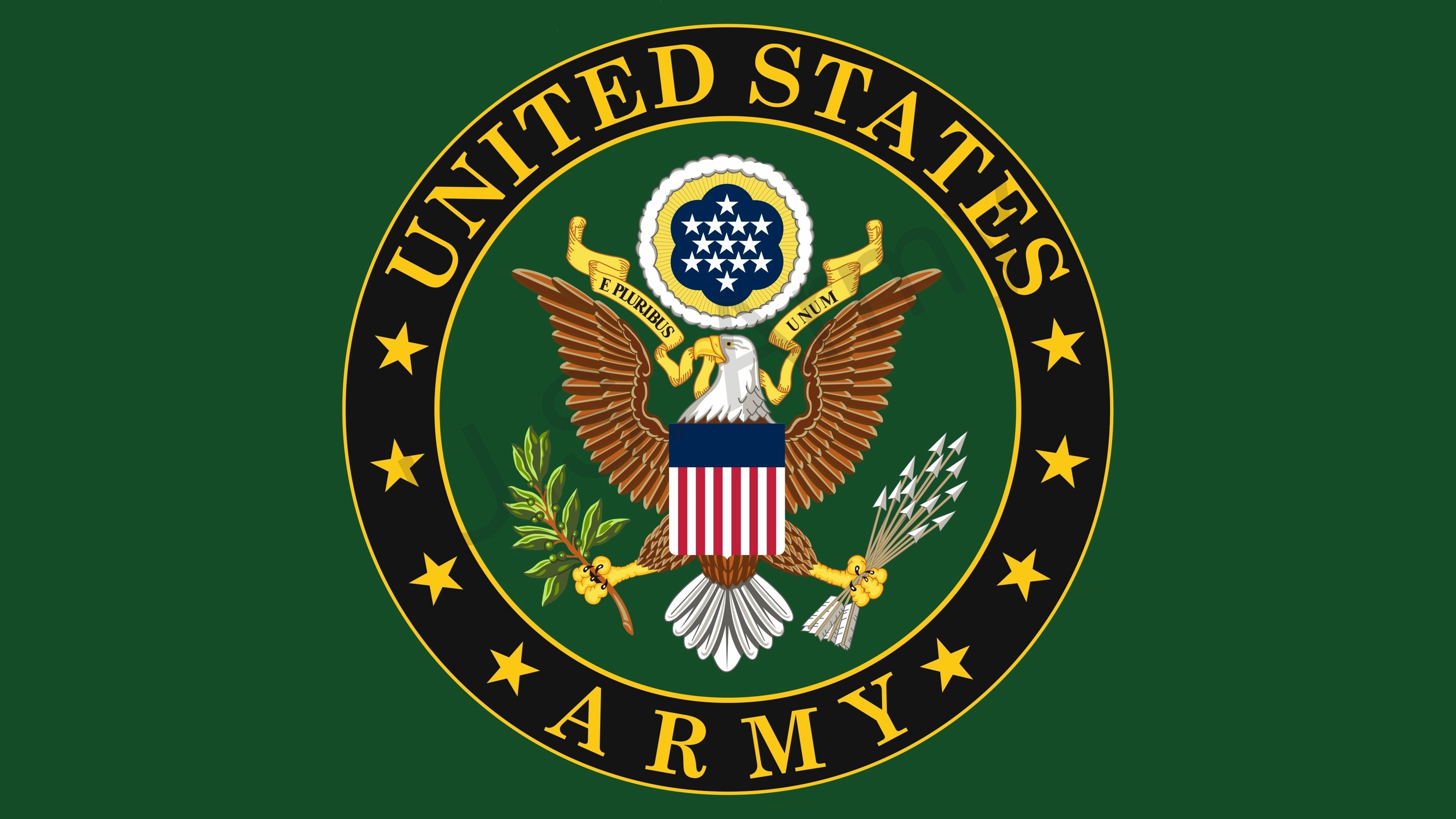 United States Army Emblem on Green Background HD Wallpaper