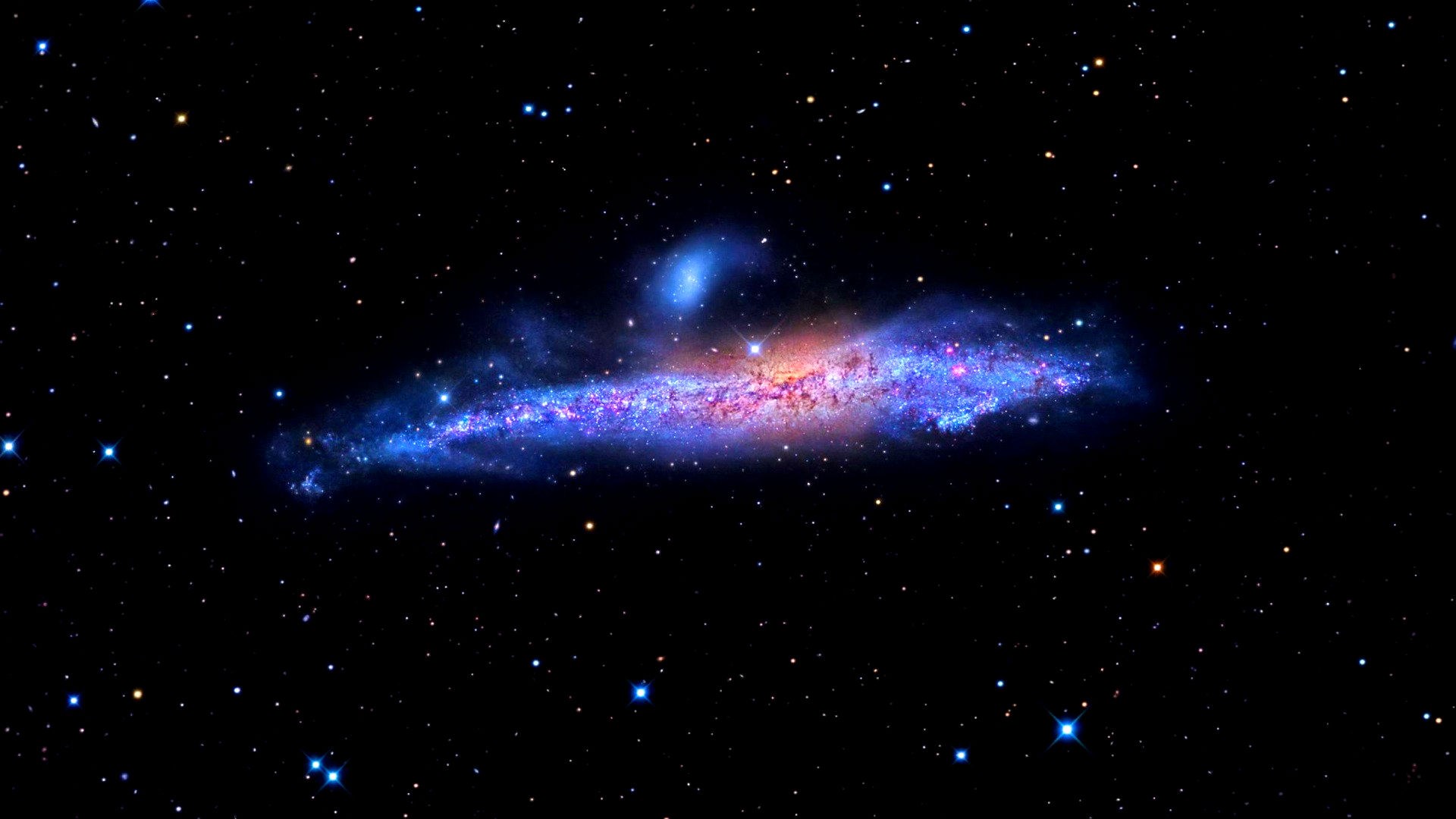 Interacting Galaxies in Deep Space HD Wallpaper