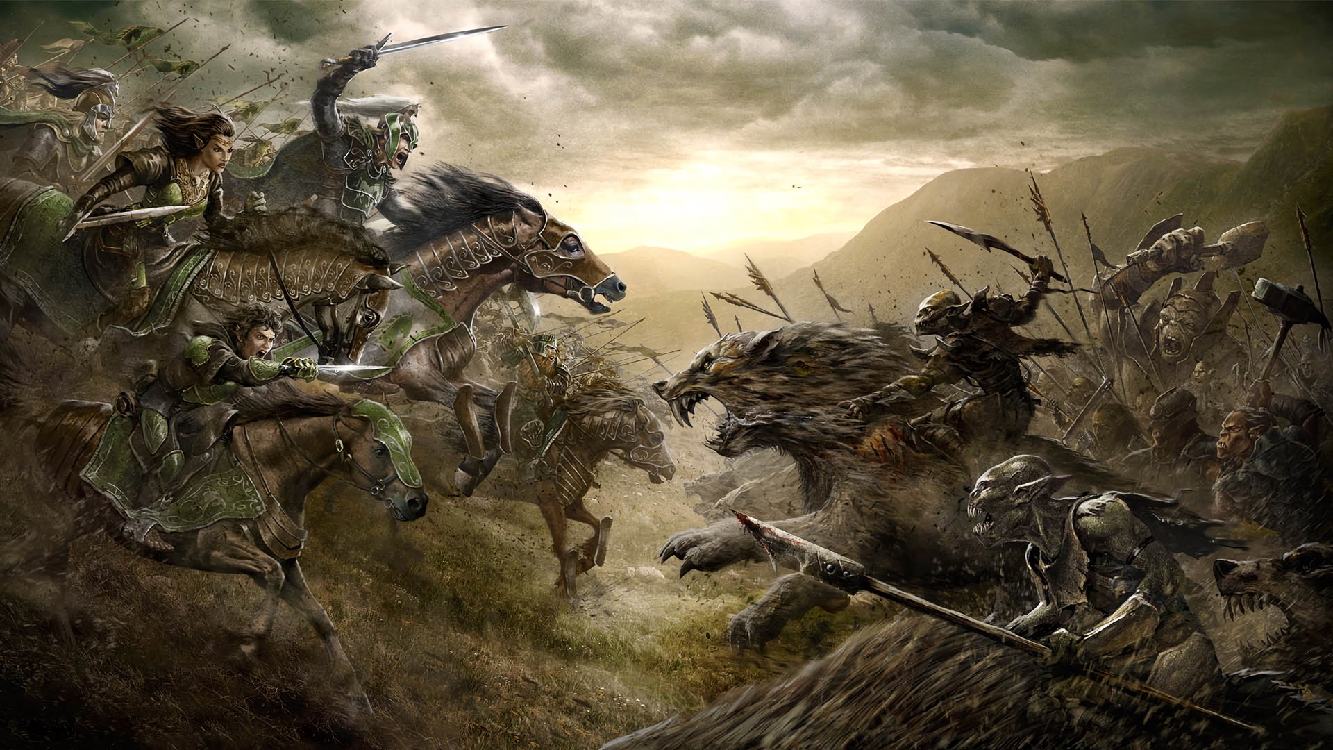 Battle scene from Lord of the Rings HD Wallpaper