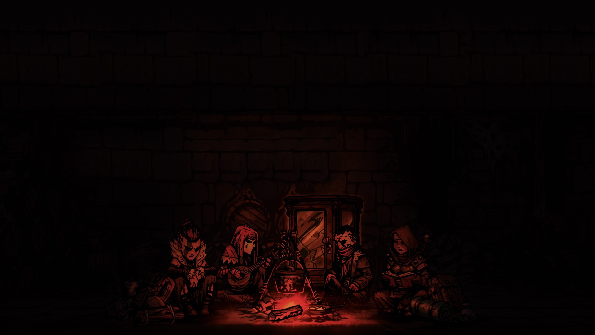 Darkest Dungeon characters by campfire HD Wallpaper