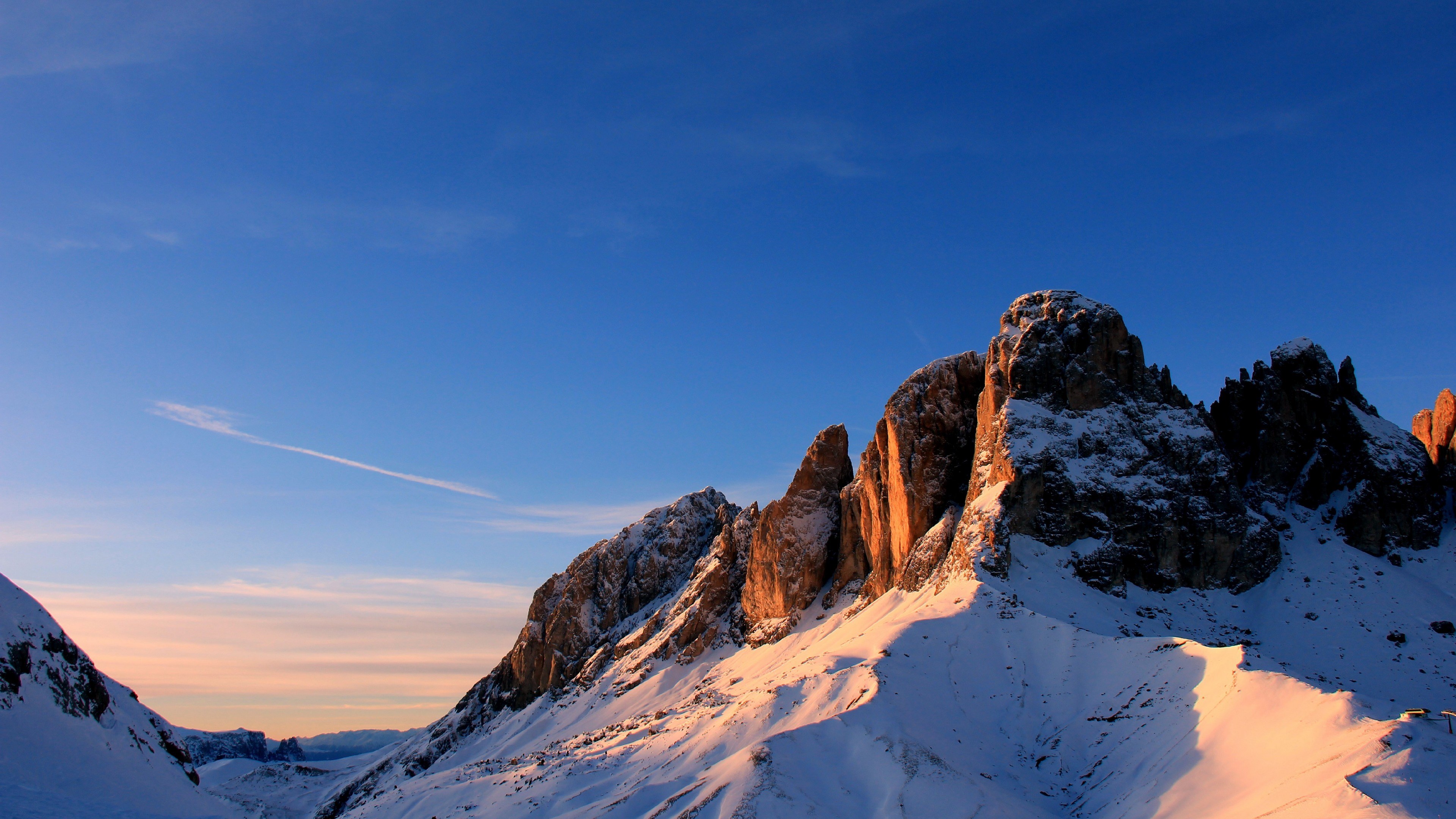 Snowy Mountains Under Blue Sky HD Wallpaper