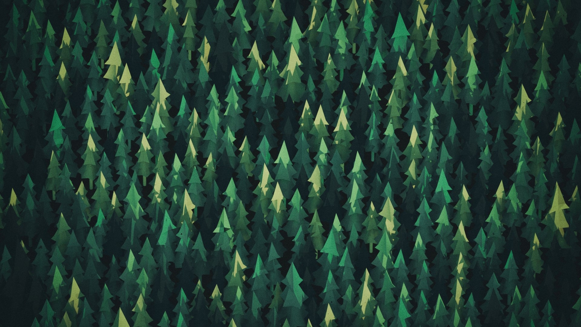 Minimalist forest of green pine trees HD Wallpaper