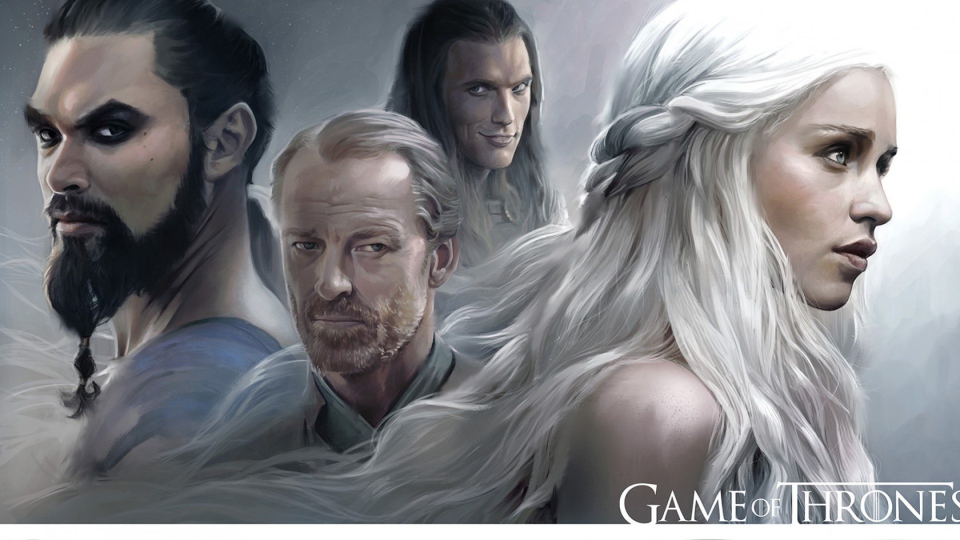 Game of Thrones characters Daenerys, Khal Drogo, and others HD Wallpaper