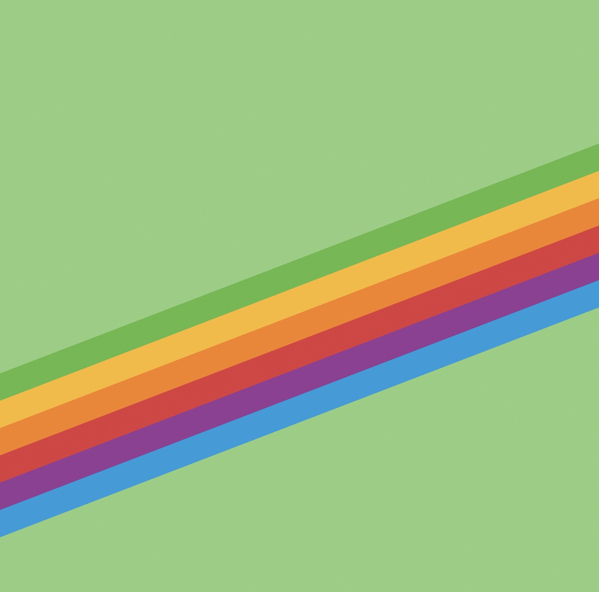 Rainbow stripes on a green background HD Wallpaper
