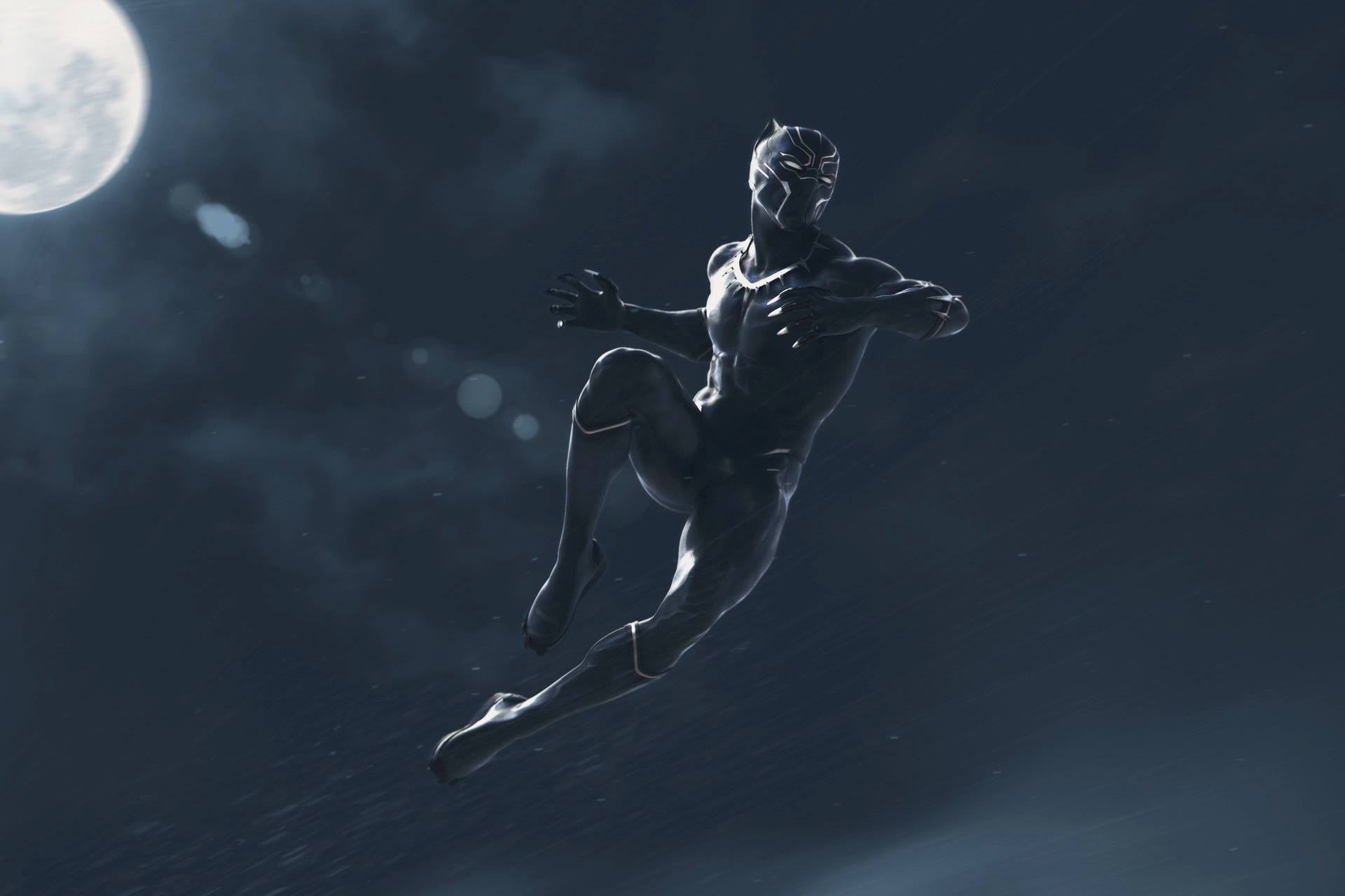 Black Panther in mid-air jump HD Wallpaper