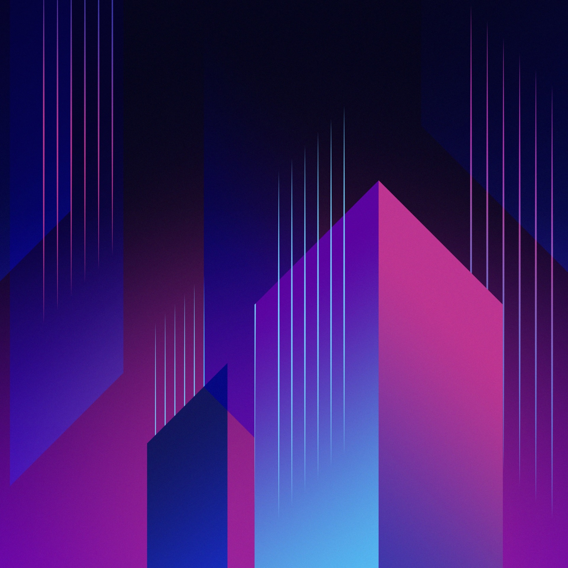 Abstract geometric shapes with neon lines HD Wallpaper