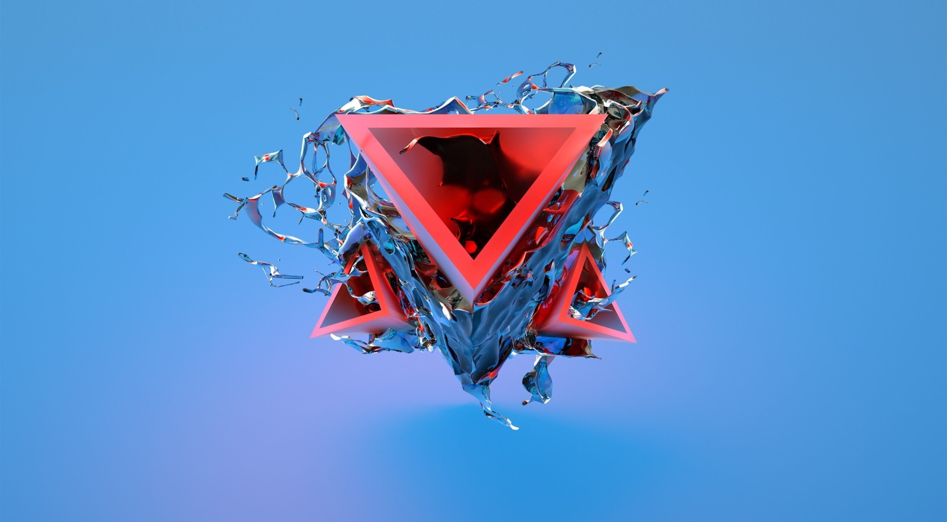Abstract red triangles with liquid splash HD Wallpaper