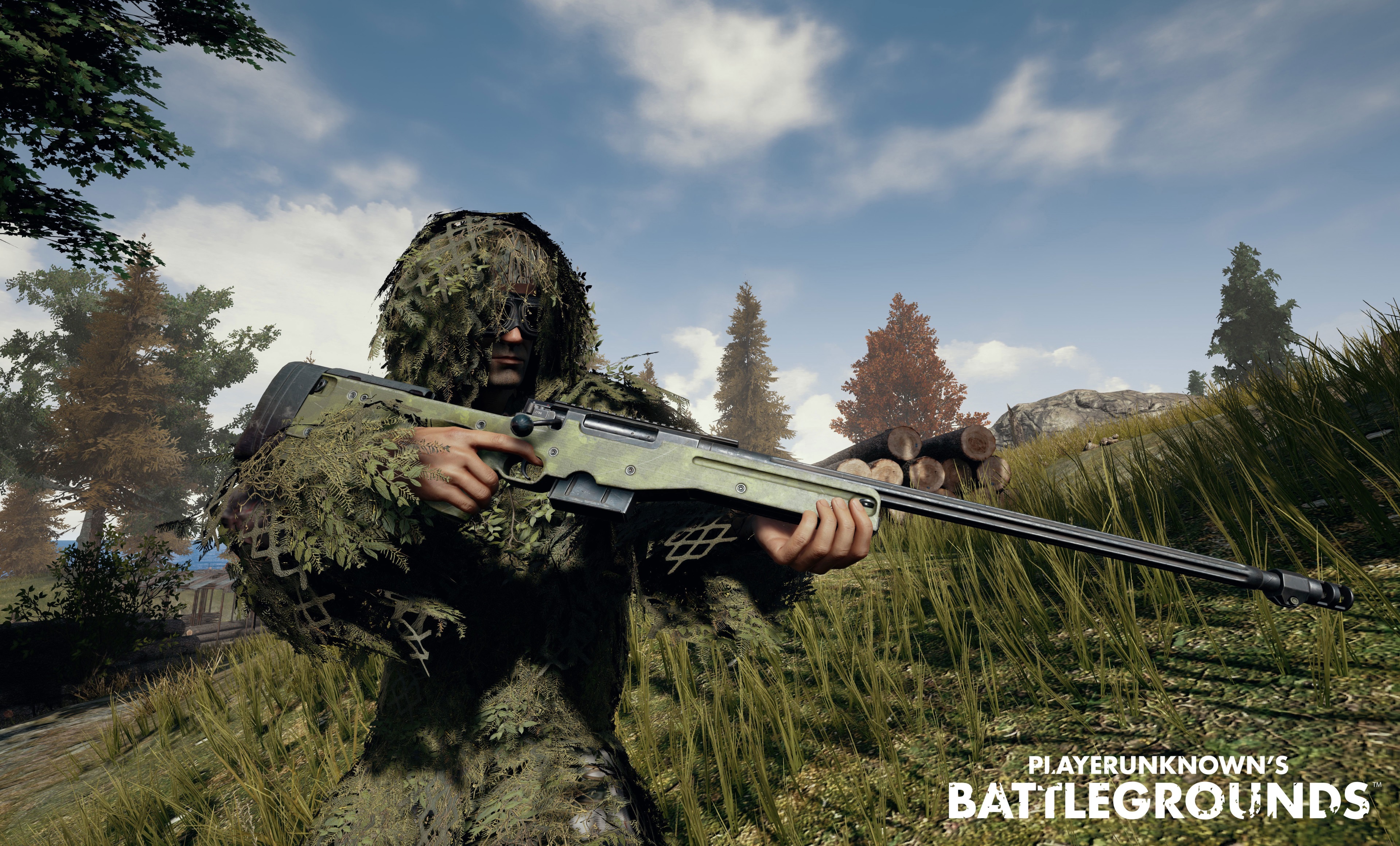 PlayerUnknown's Battlegrounds sniper in ghillie suit HD Wallpaper