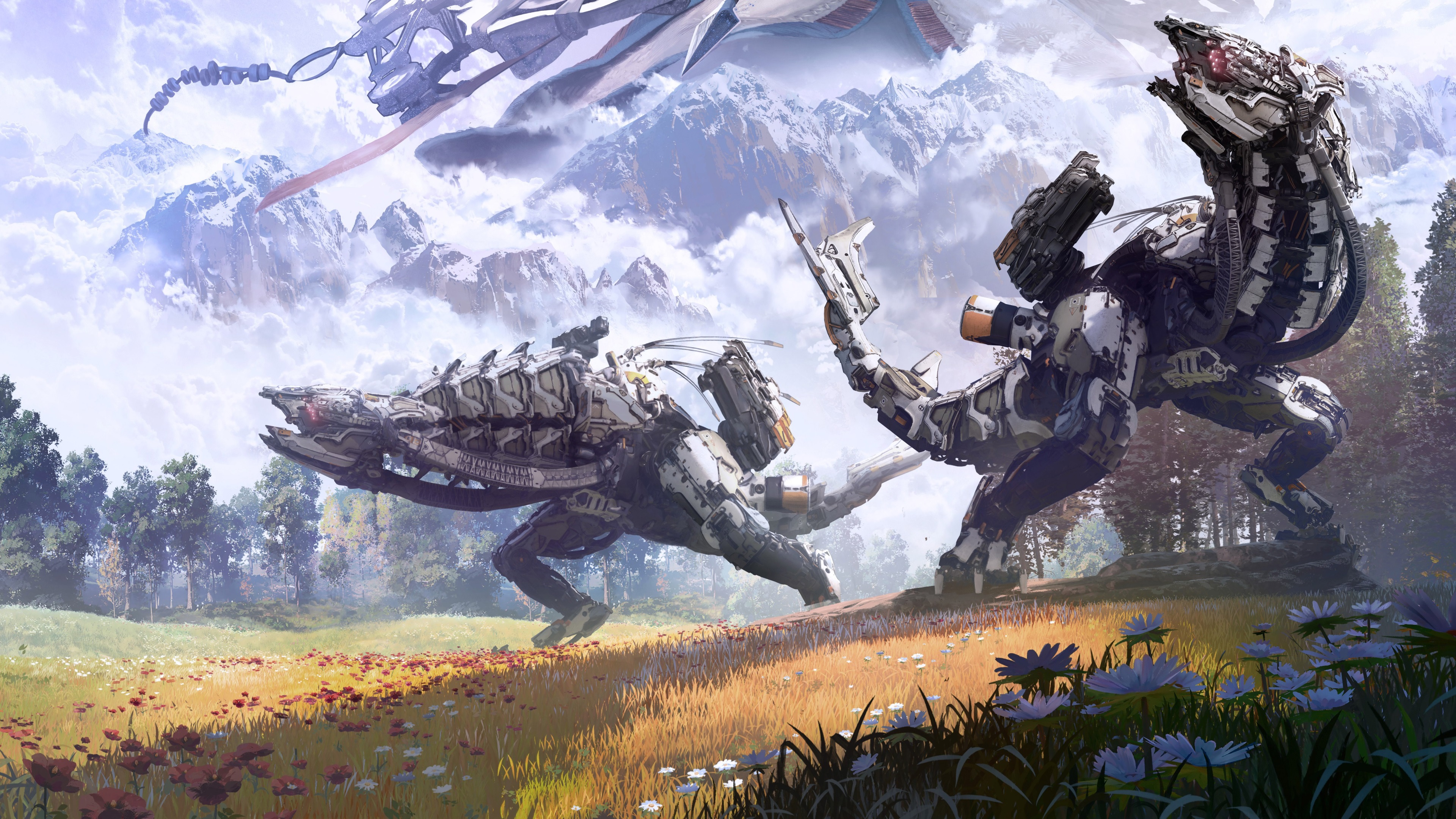 Horizon Zero Dawn 4K machines in a field HD Wallpaper