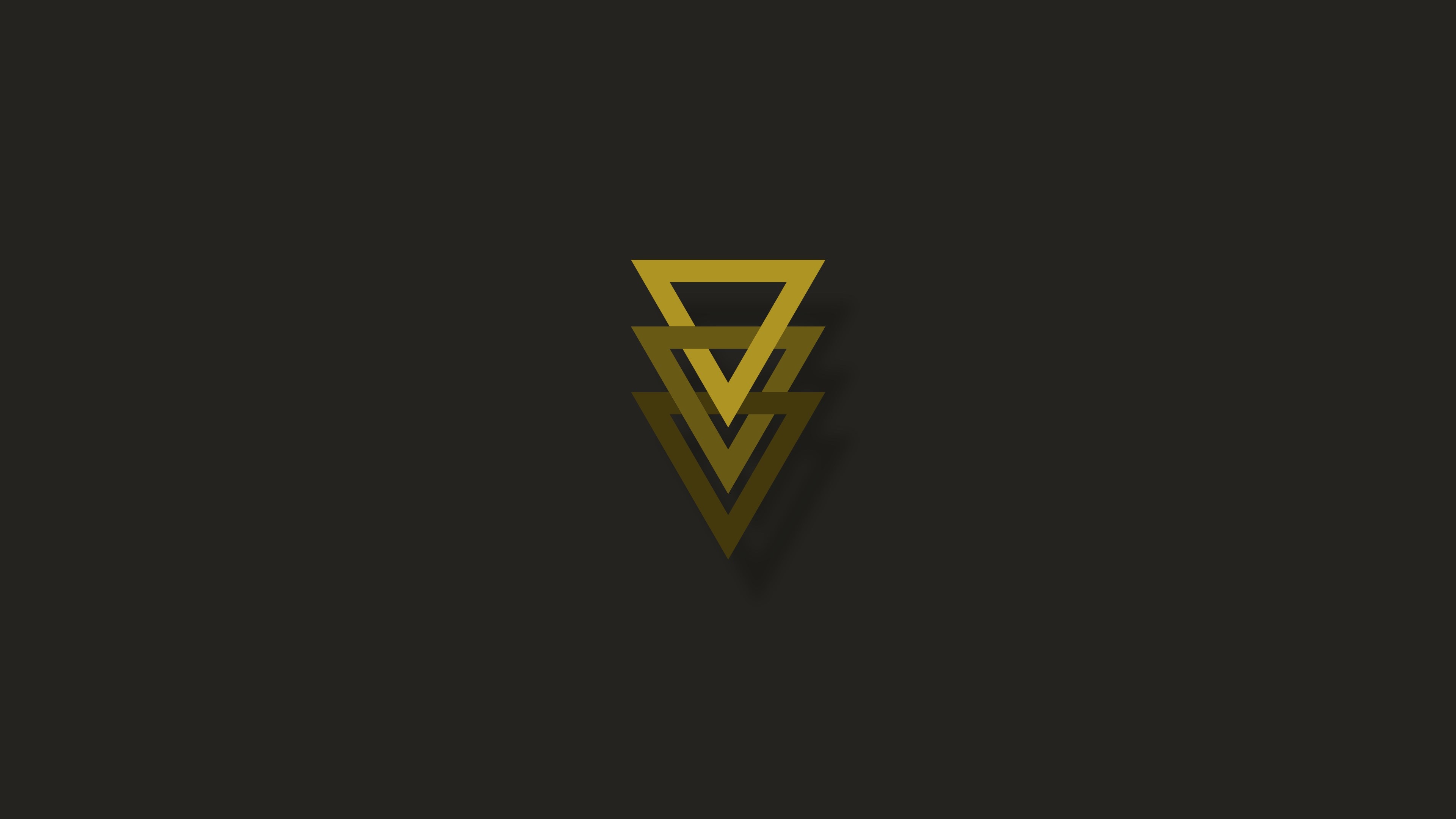 Minimalist golden triangles on dark background 4K HD Wallpaper