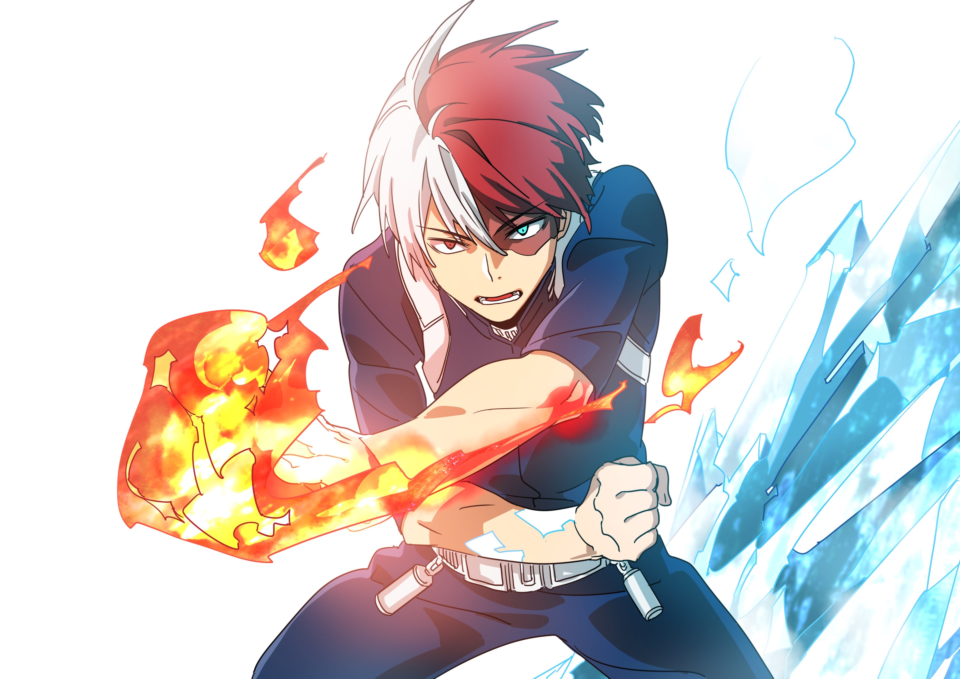 Shoto Todoroki from My Hero Academia using fire and ice HD Wallpaper