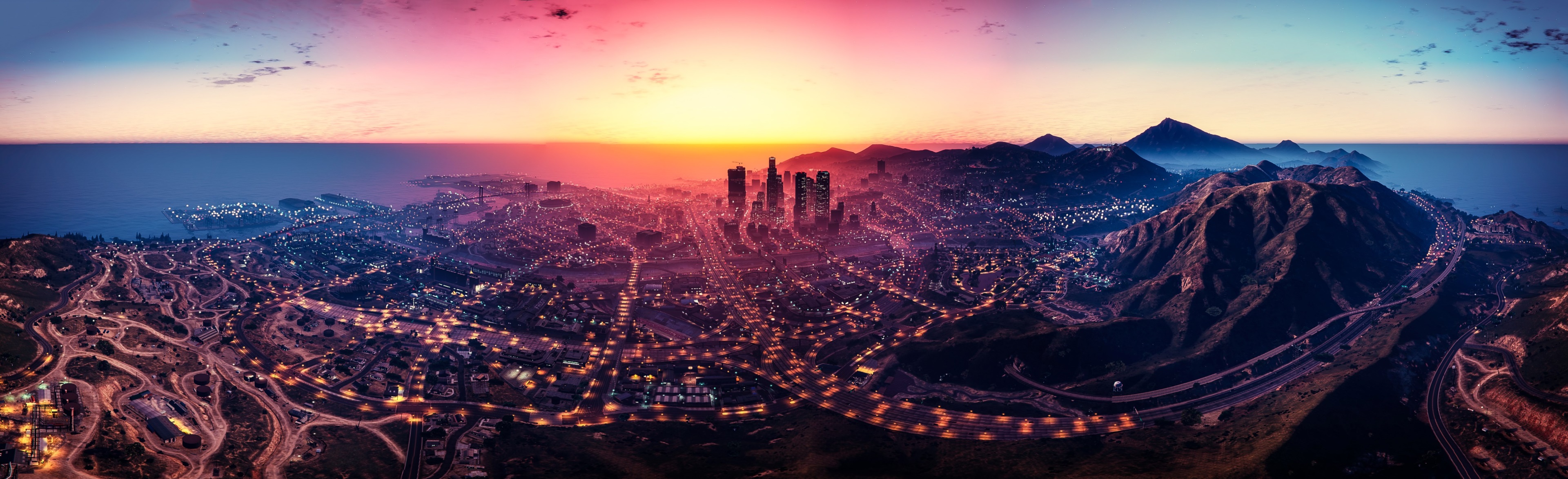 Grand Theft Auto V 4K Cityscape at Sunset HD Wallpaper