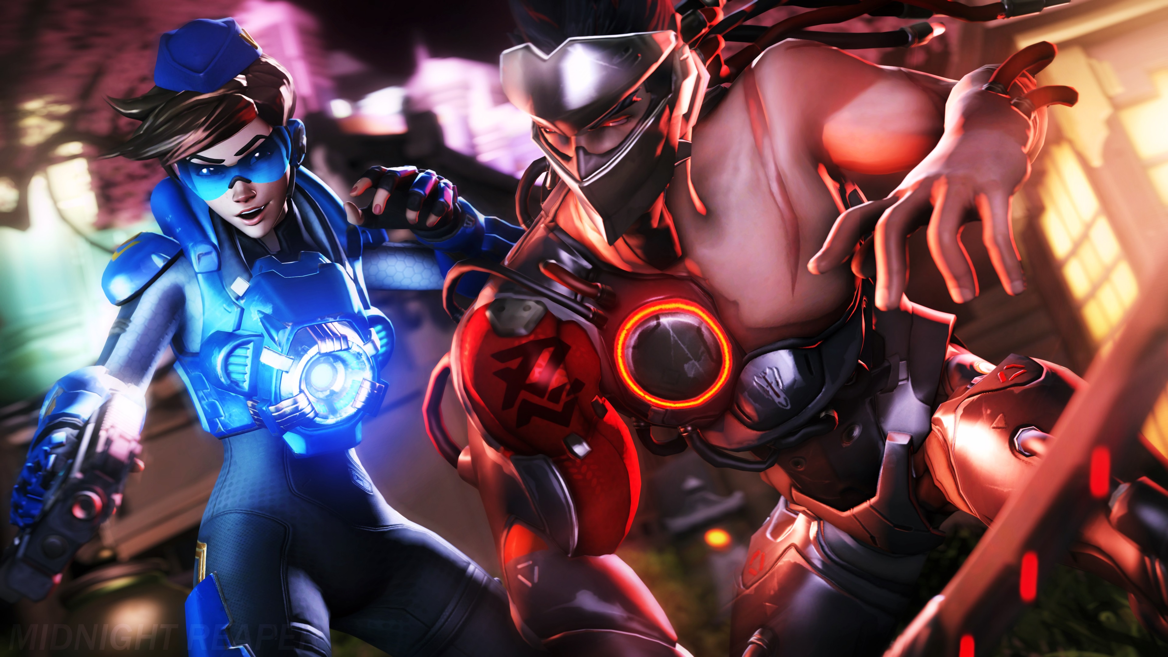 Tracer and Genji from Overwatch 4K HD Wallpaper