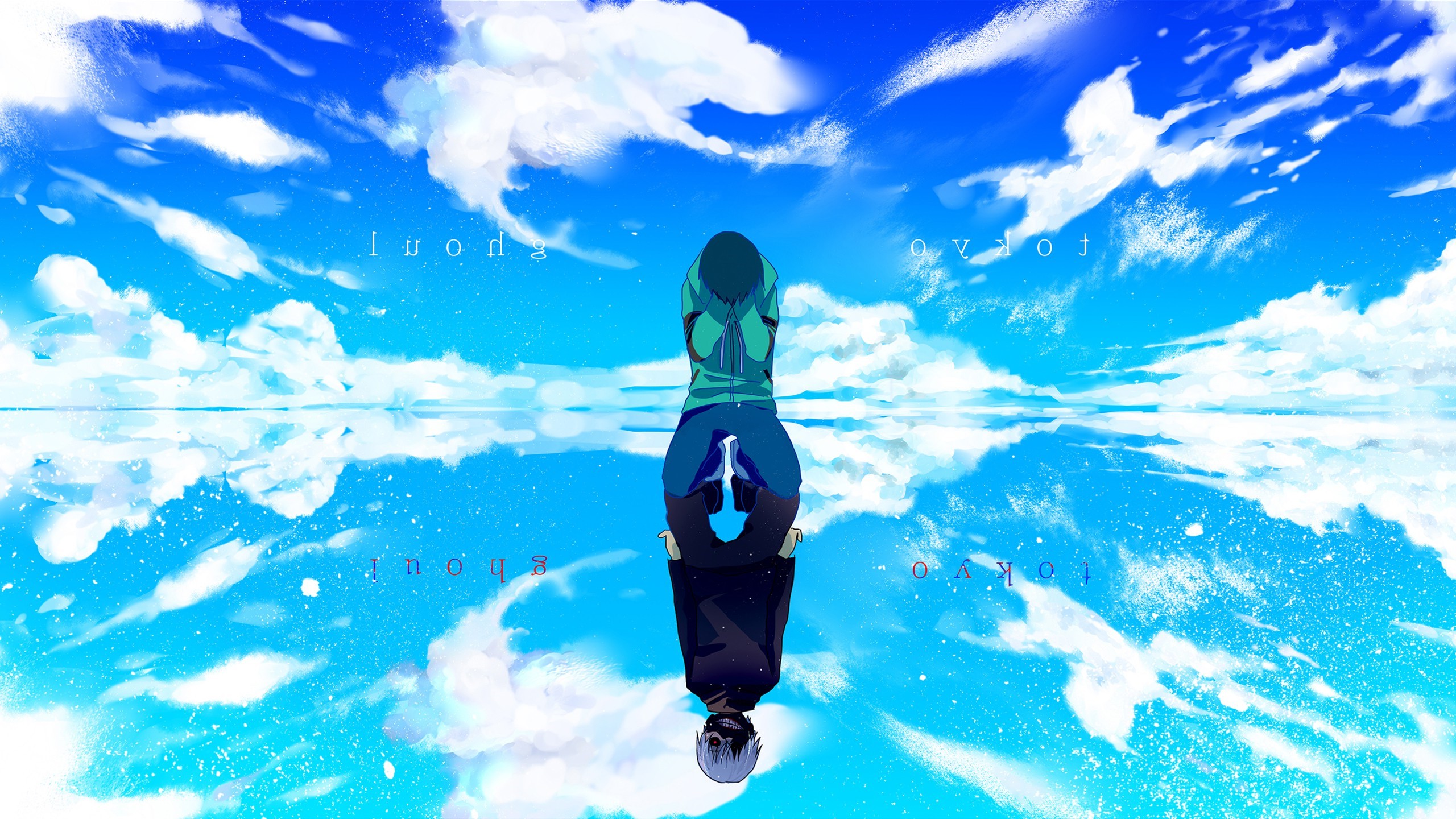 Kaneki Ken from Tokyo Ghoul reflected in the sky HD Wallpaper