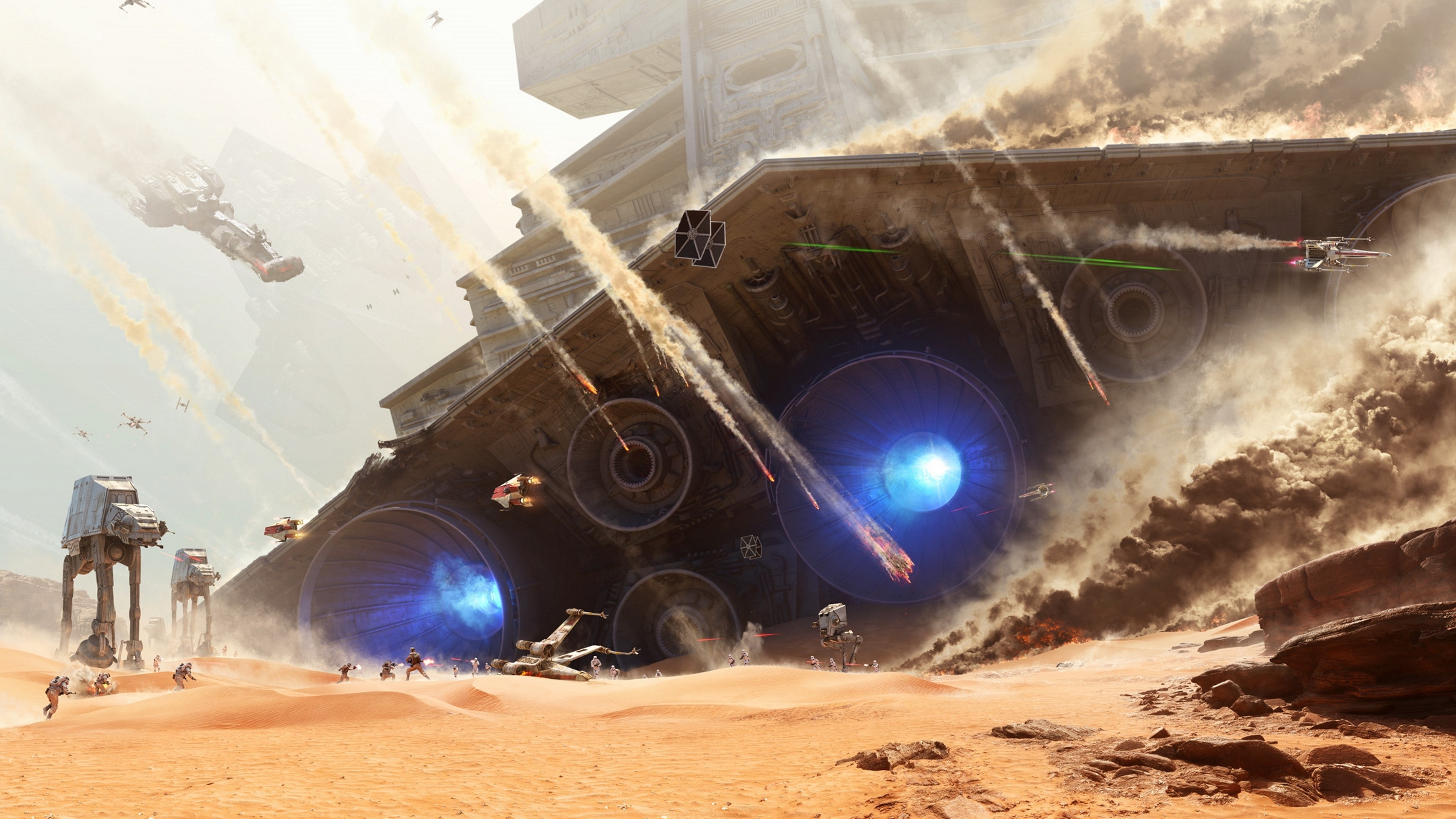 Star Wars Battlefront Star Destroyer battle in desert HD Wallpaper