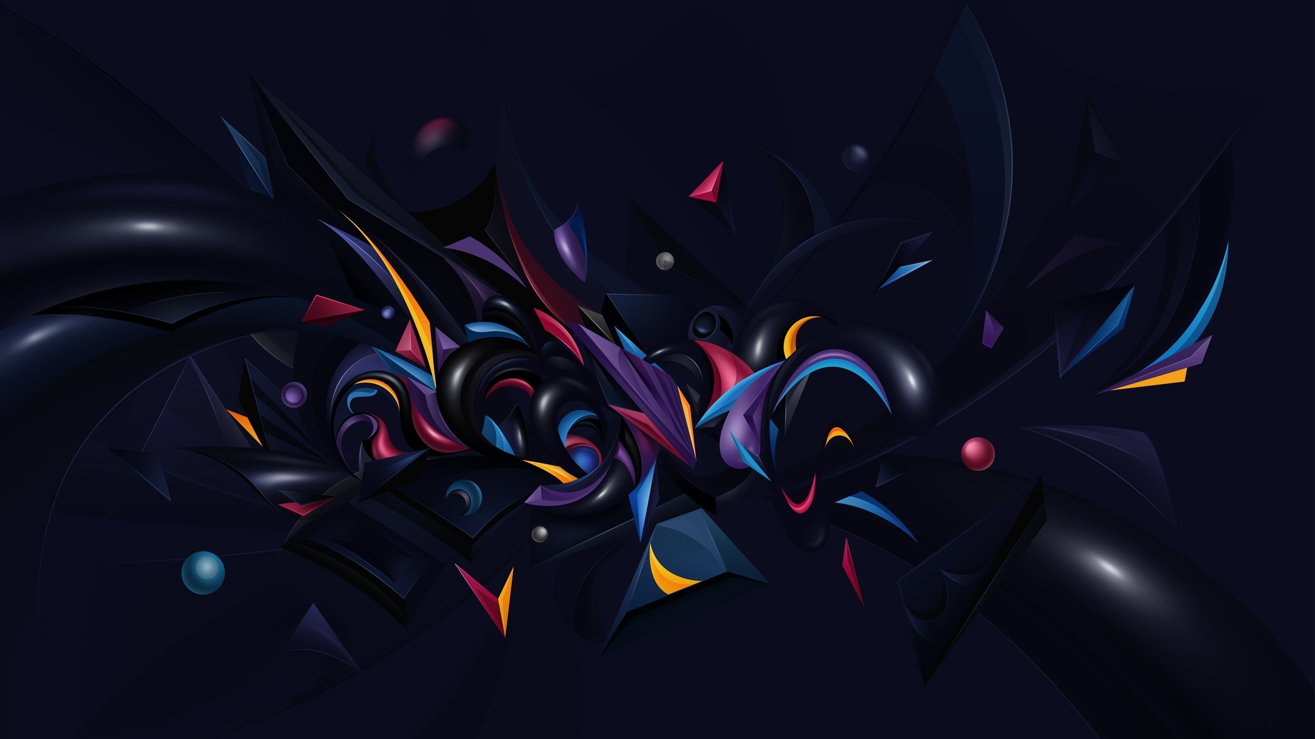 Abstract 3D geometric shapes with vibrant colors HD Wallpaper