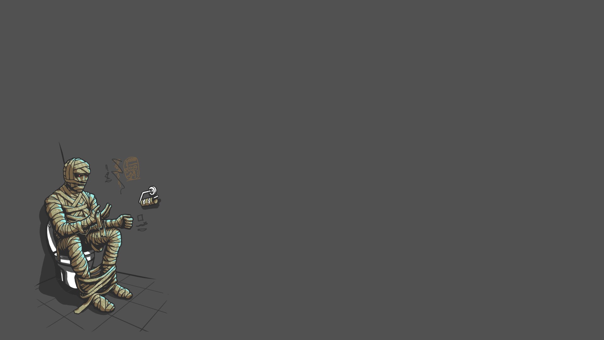 Mummy sitting on a toilet HD Wallpaper