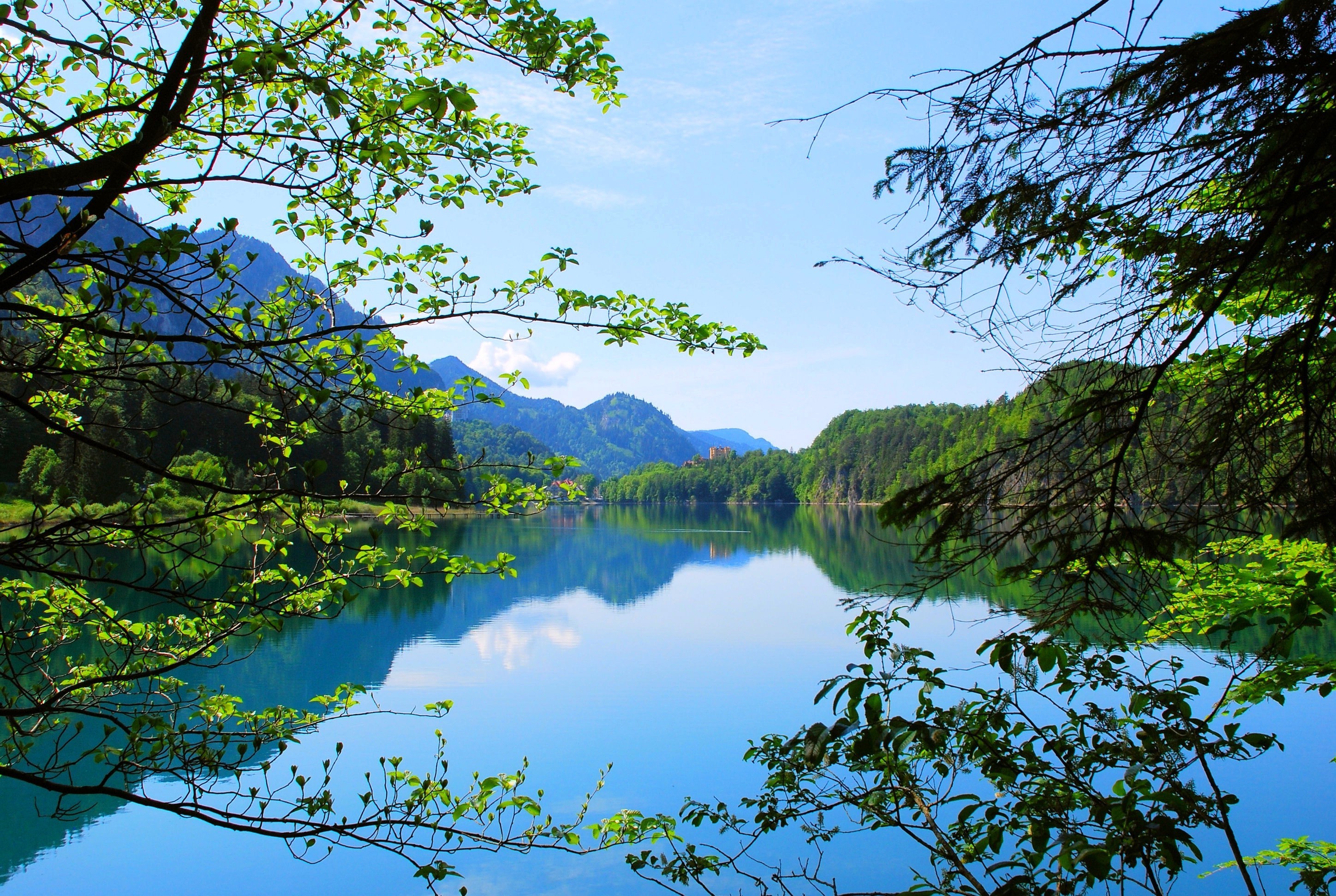 Serene Lake and Mountain Landscape in Summer HD Wallpaper