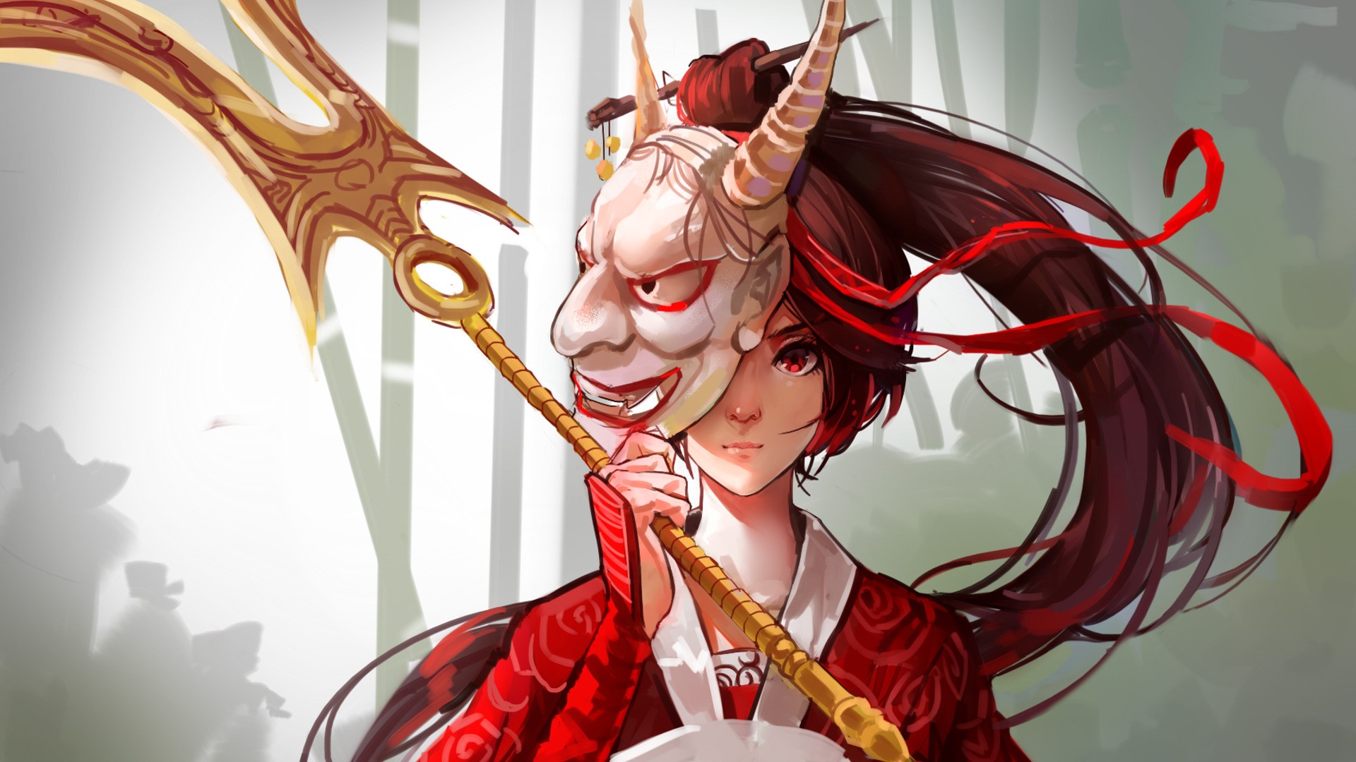 Akali from League of Legends with mask HD Wallpaper