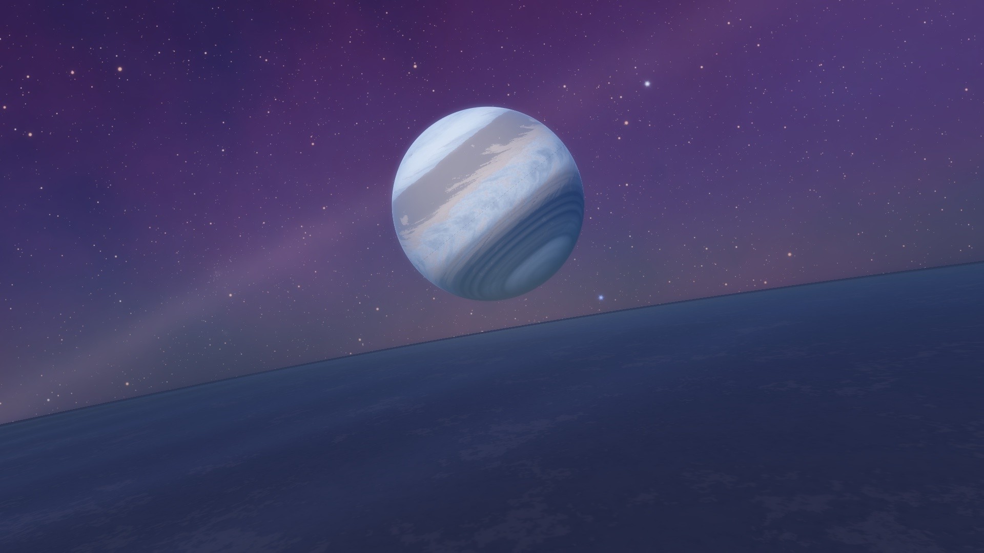 Planet in a starry purple sky HD Wallpaper