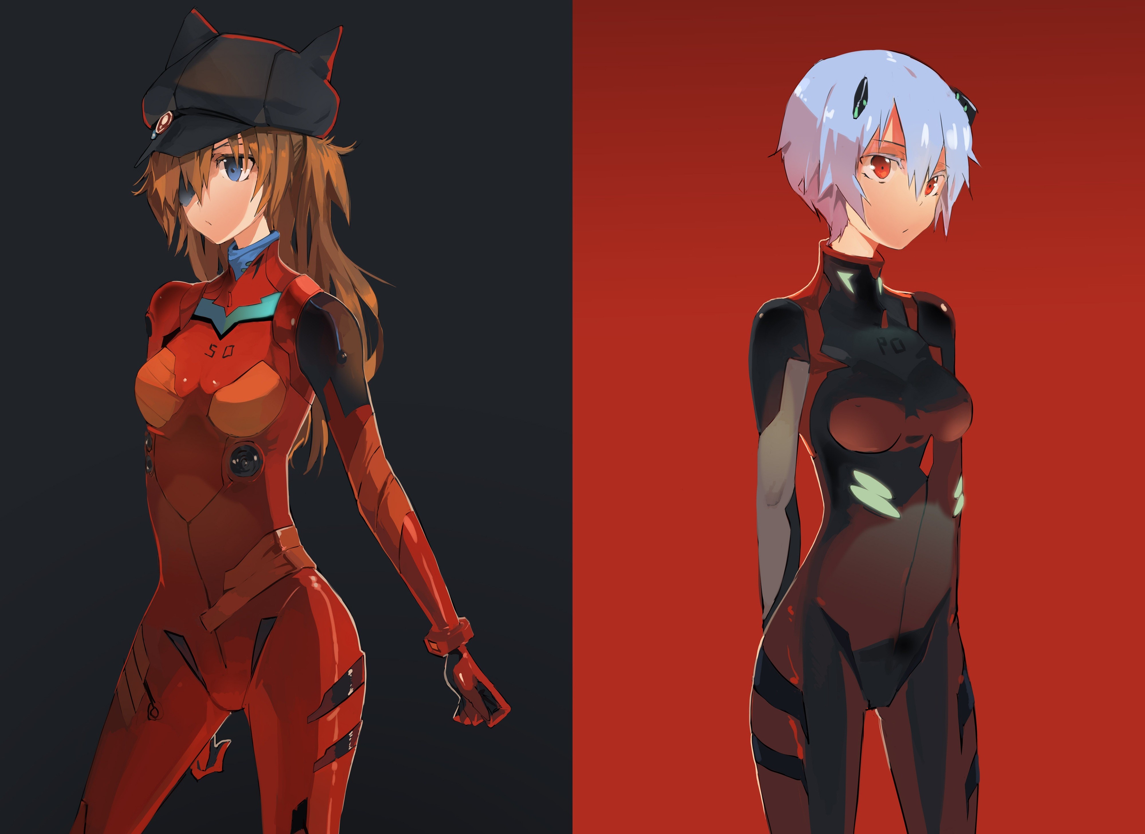 Asuka Langley Soryu and Rei Ayanami from Neon Genesis Evangelion HD Wallpaper