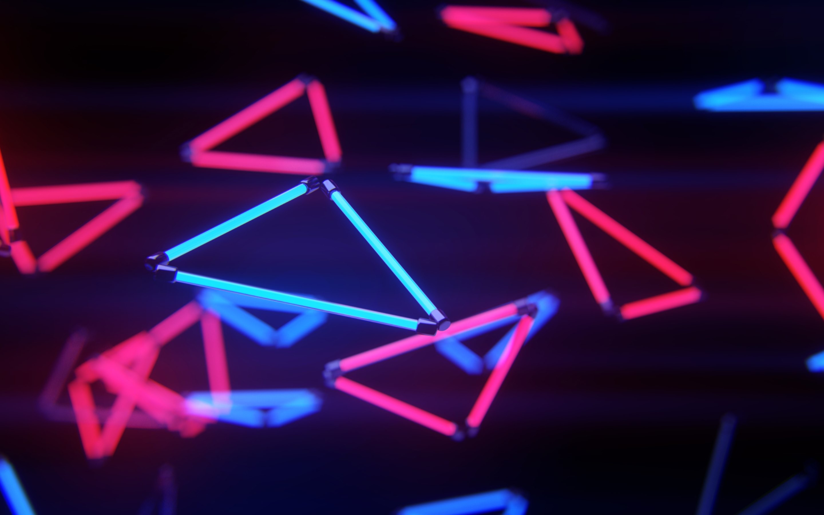 neon abstract digital art 3d lights triangle HD Wallpaper