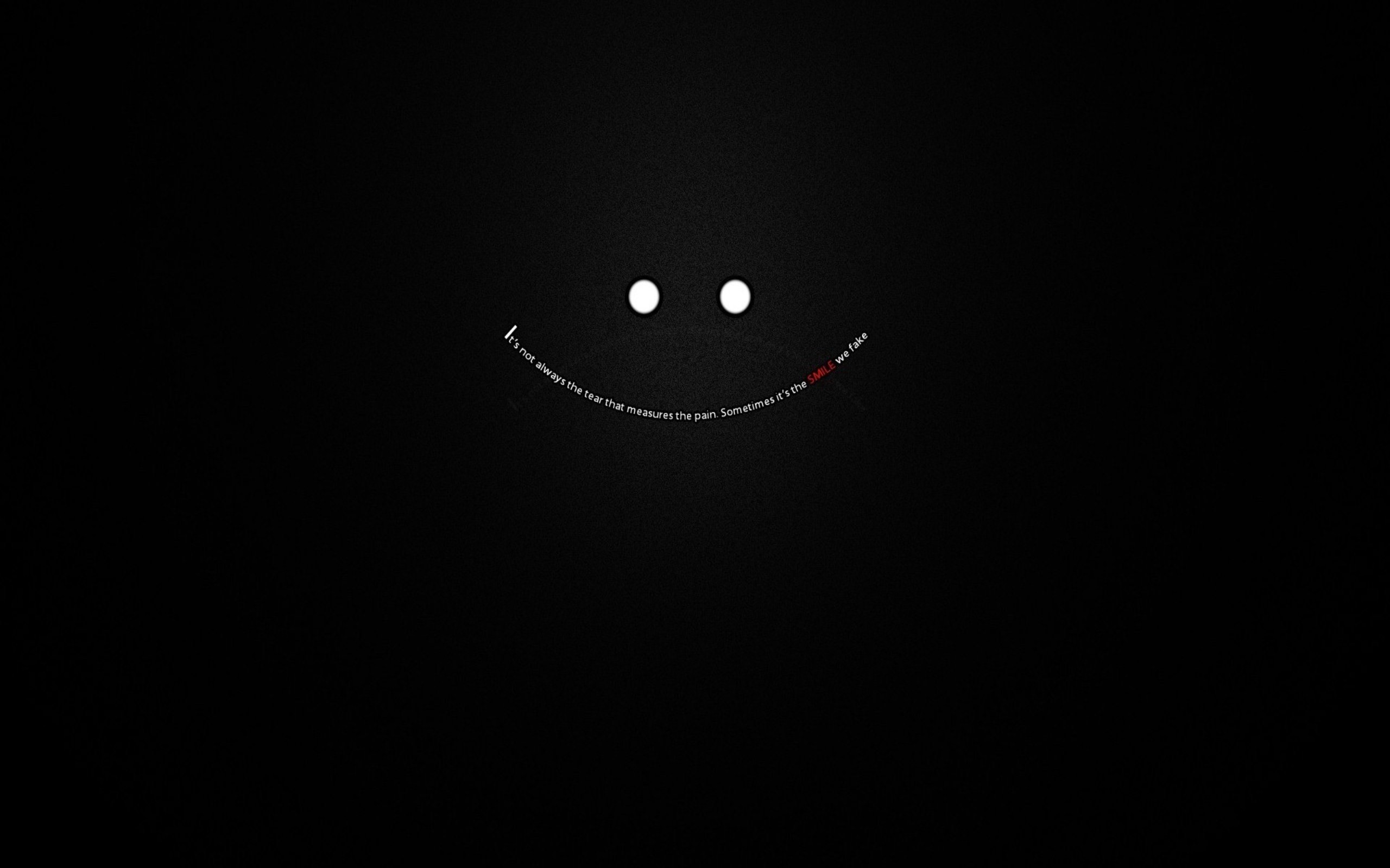 Minimalist dark smiley face with quote HD Wallpaper