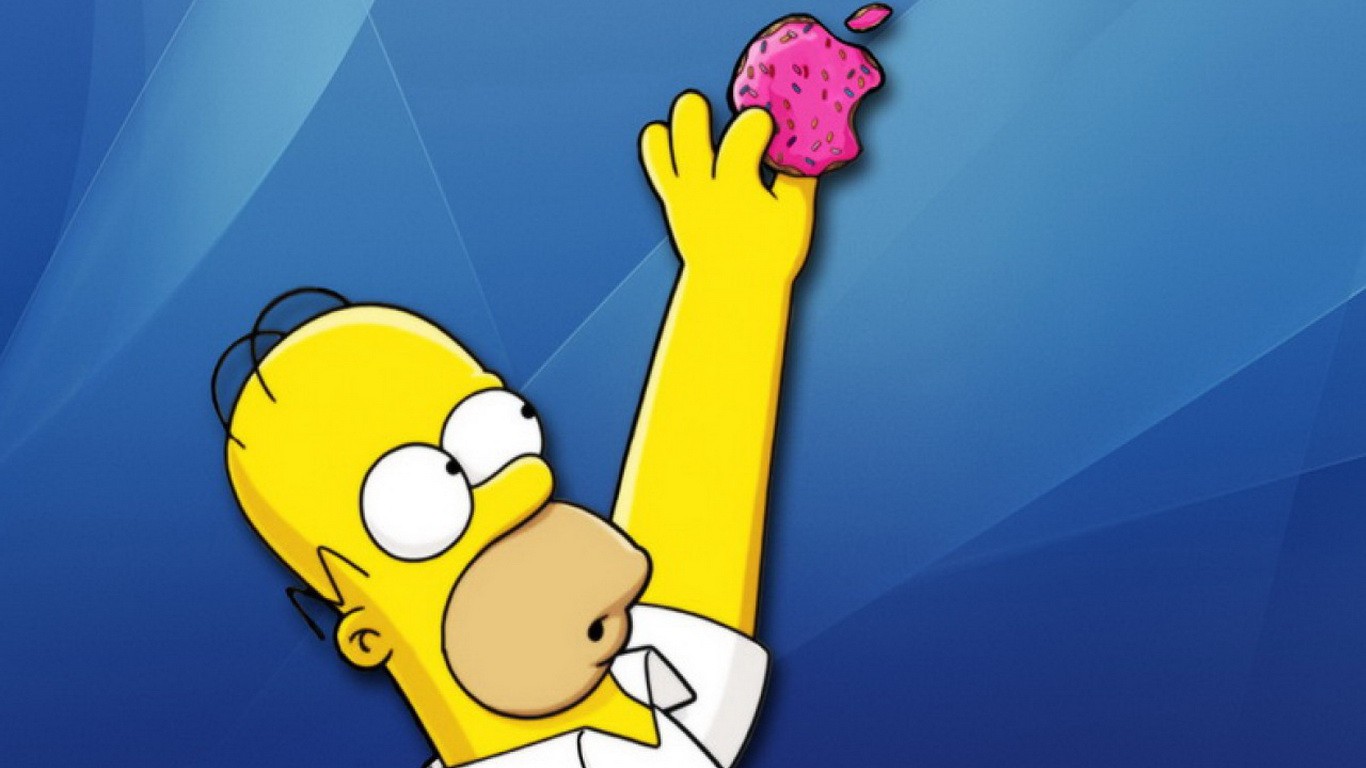 Homer Simpson eating a donut HD Wallpaper