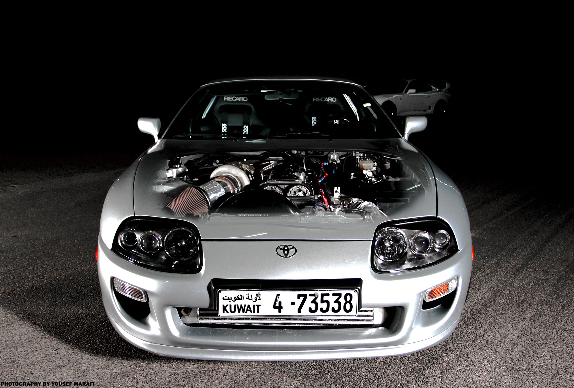 Toyota Supra with exposed engine and turbocharger HD Wallpaper