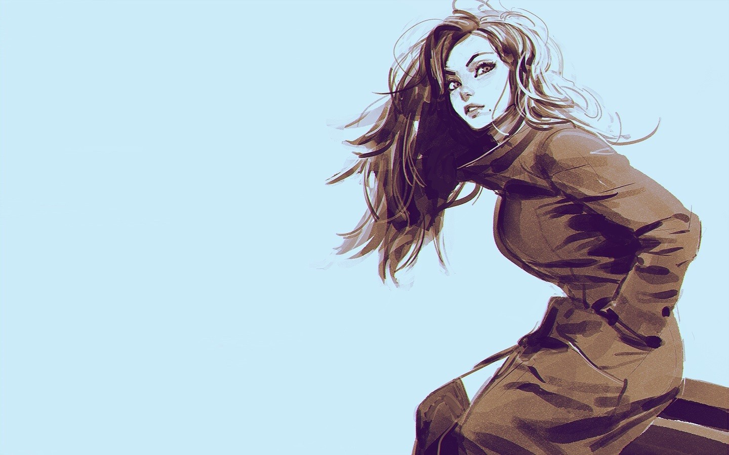 Drawing of a woman by Ilya Kuvshinov HD Wallpaper