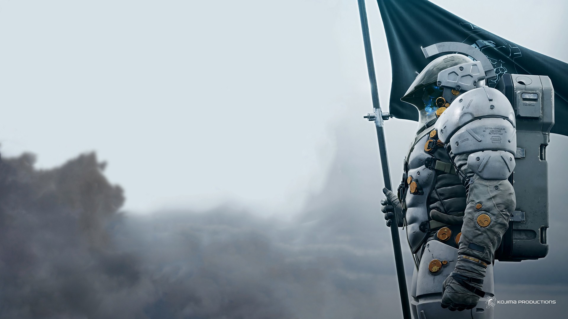 Ludens from Death Stranding holding a flag HD Wallpaper